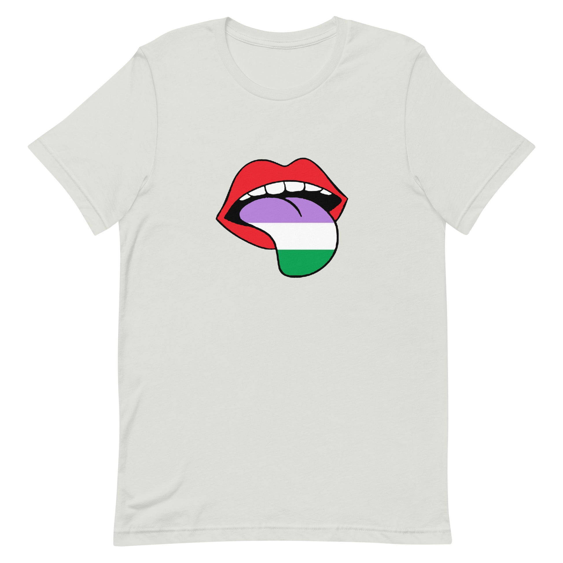 Genderqueer Pride Shirt - Tongue Silver Genderqueer unisex-staple-t-shirt-silver-front-63ba1e1ec90fc