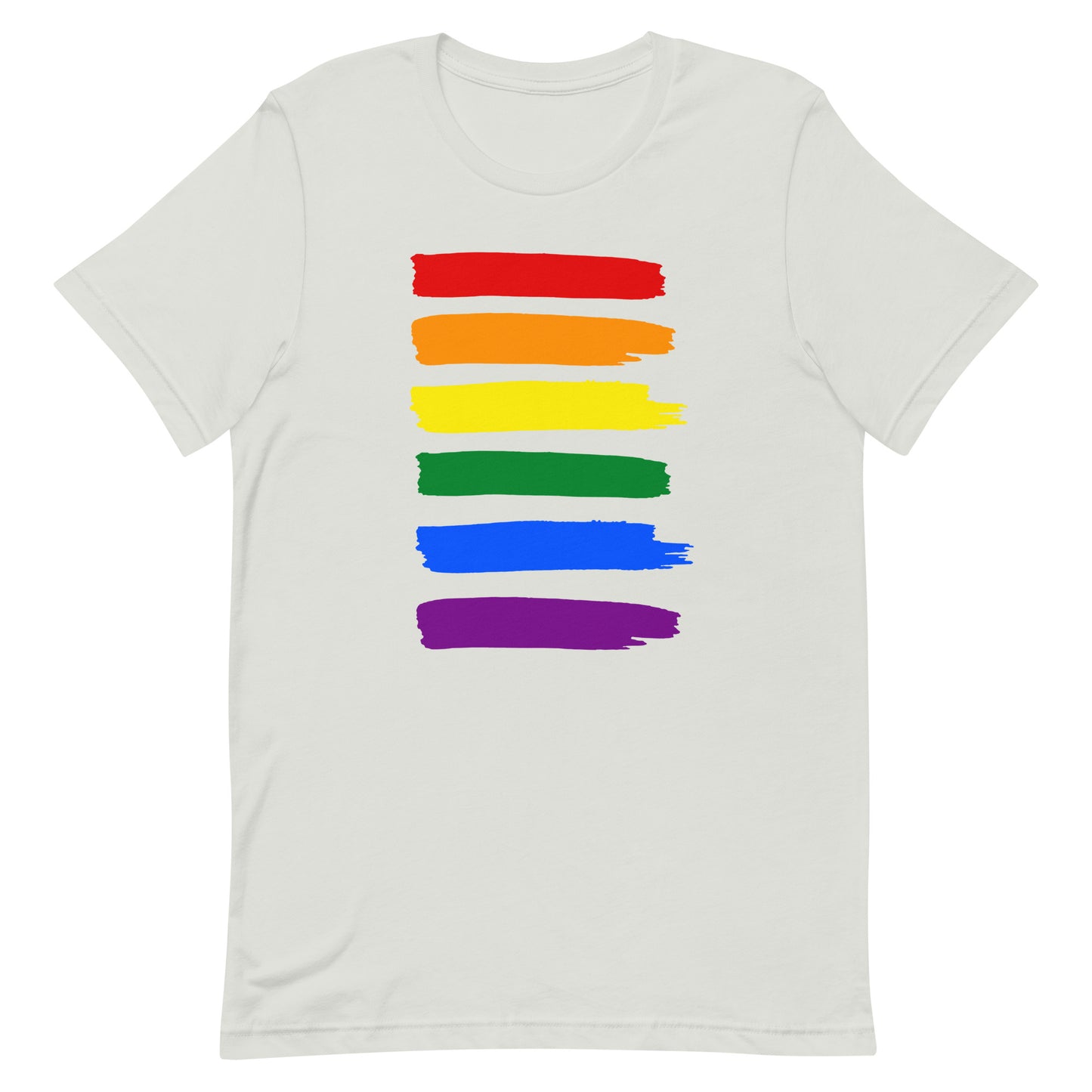 LGBTQ Pride T-Shirt - Paint Stripes Silver Pride unisex-staple-t-shirt-silver-front-63ec332b8d21c