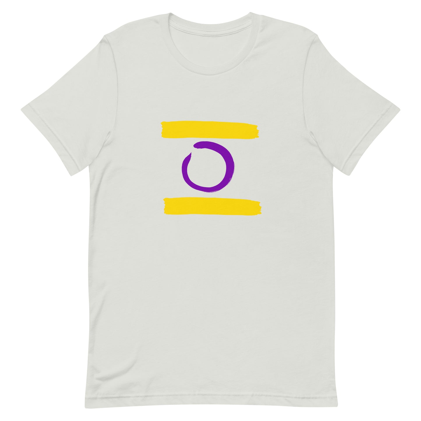 Intersex Pride Shirt - Paint Stripes Silver Intersex unisex-staple-t-shirt-silver-front-63ec37cd56364