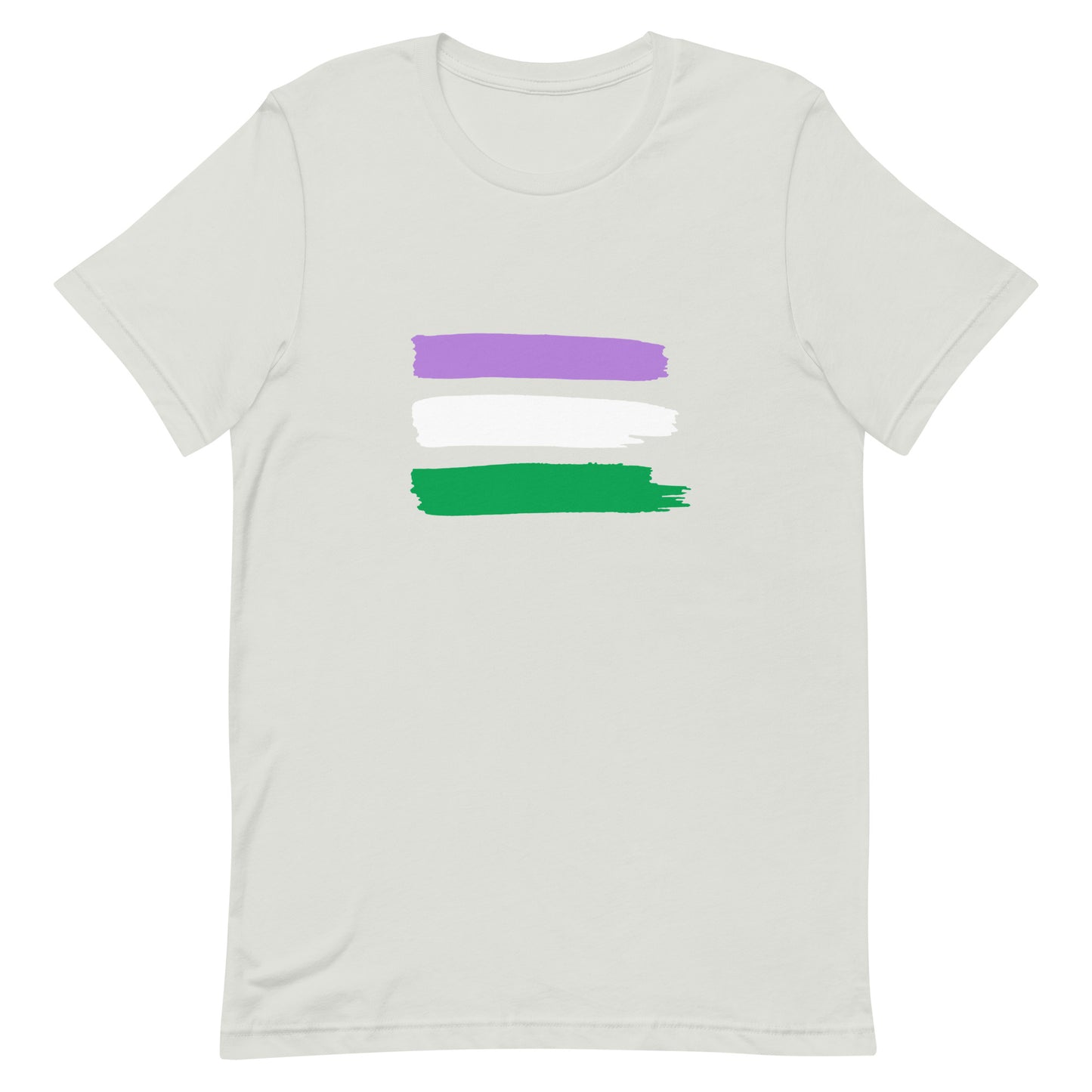 Genderqueer Pride Shirt - Paint Stripe Silver Genderqueer unisex-staple-t-shirt-silver-front-63ec39a06ab71