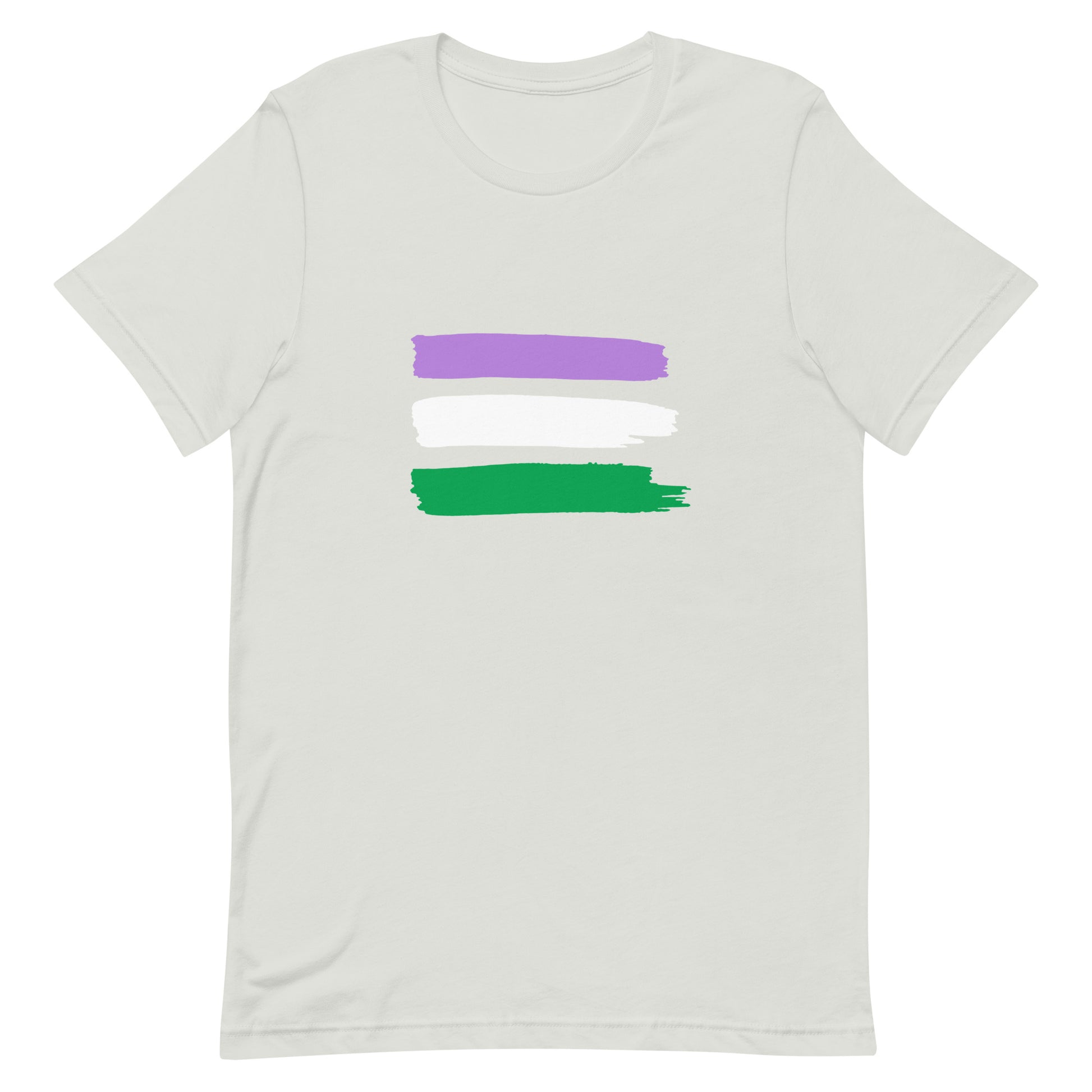 Genderqueer Pride Shirt - Paint Stripe Silver Genderqueer unisex-staple-t-shirt-silver-front-63ec39a06ab71