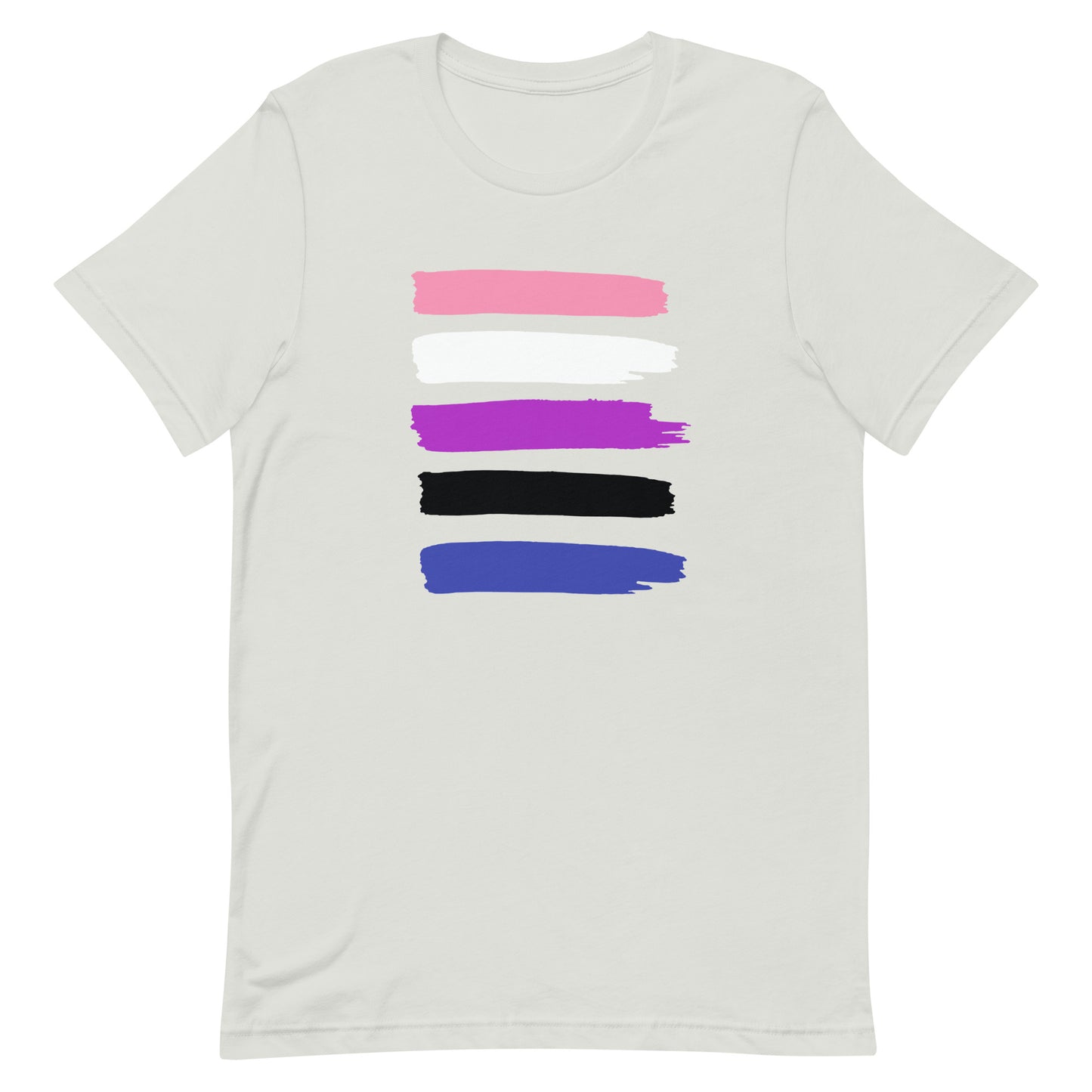 Genderfluid Pride Shirt - Paint Stripe Silver Genderfluid unisex-staple-t-shirt-silver-front-63ec3b52ece4a