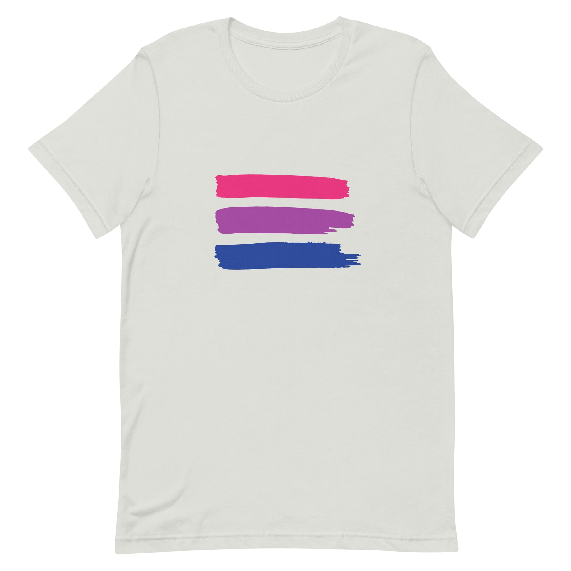 Bisexual Bi Pride Shirt with Paint Stripes Silver Bisexual unisex-staple-t-shirt-silver-front-63ec3ca96bd45