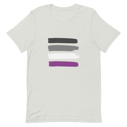 Asexual Ace Pride Shirt with Paint Stripes Silver Asexual unisex-staple-t-shirt-silver-front-63ec3f024ed23