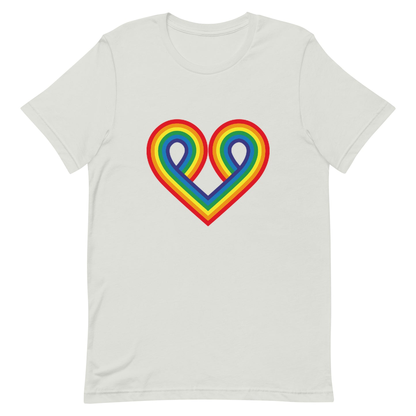 LGBTQ Pride T-Shirt - Pride Heart Silver S Pride unisex-staple-t-shirt-silver-front-63ffefd671878