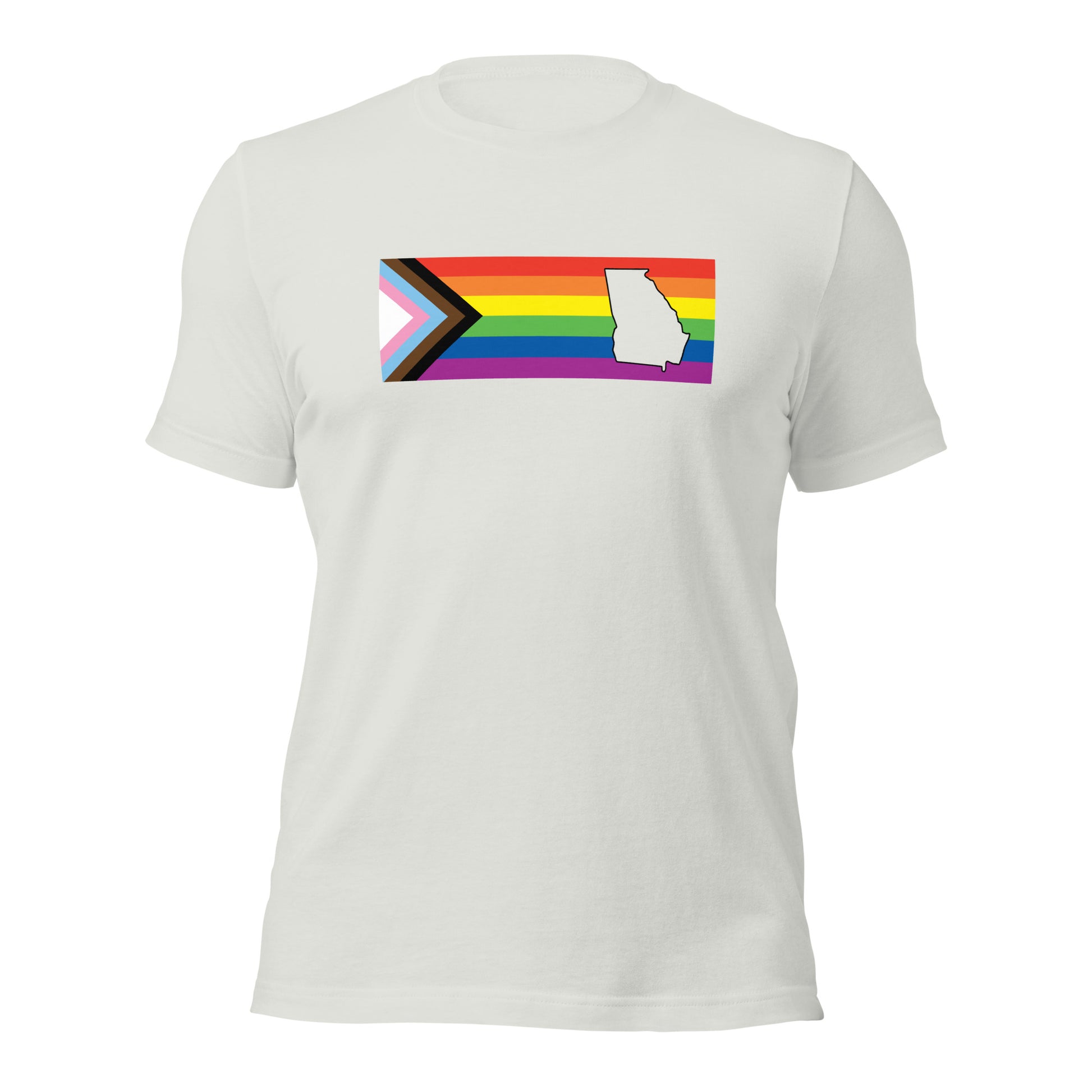 LGBTQ Progress Georgia Tee - Daniel Quasar Silver Pride unisex-staple-t-shirt-silver-front-640aa0df82ae3