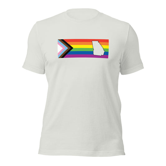 LGBTQ Progress Georgia Tee - Daniel Quasar Silver Pride unisex-staple-t-shirt-silver-front-640aa0df82ae3