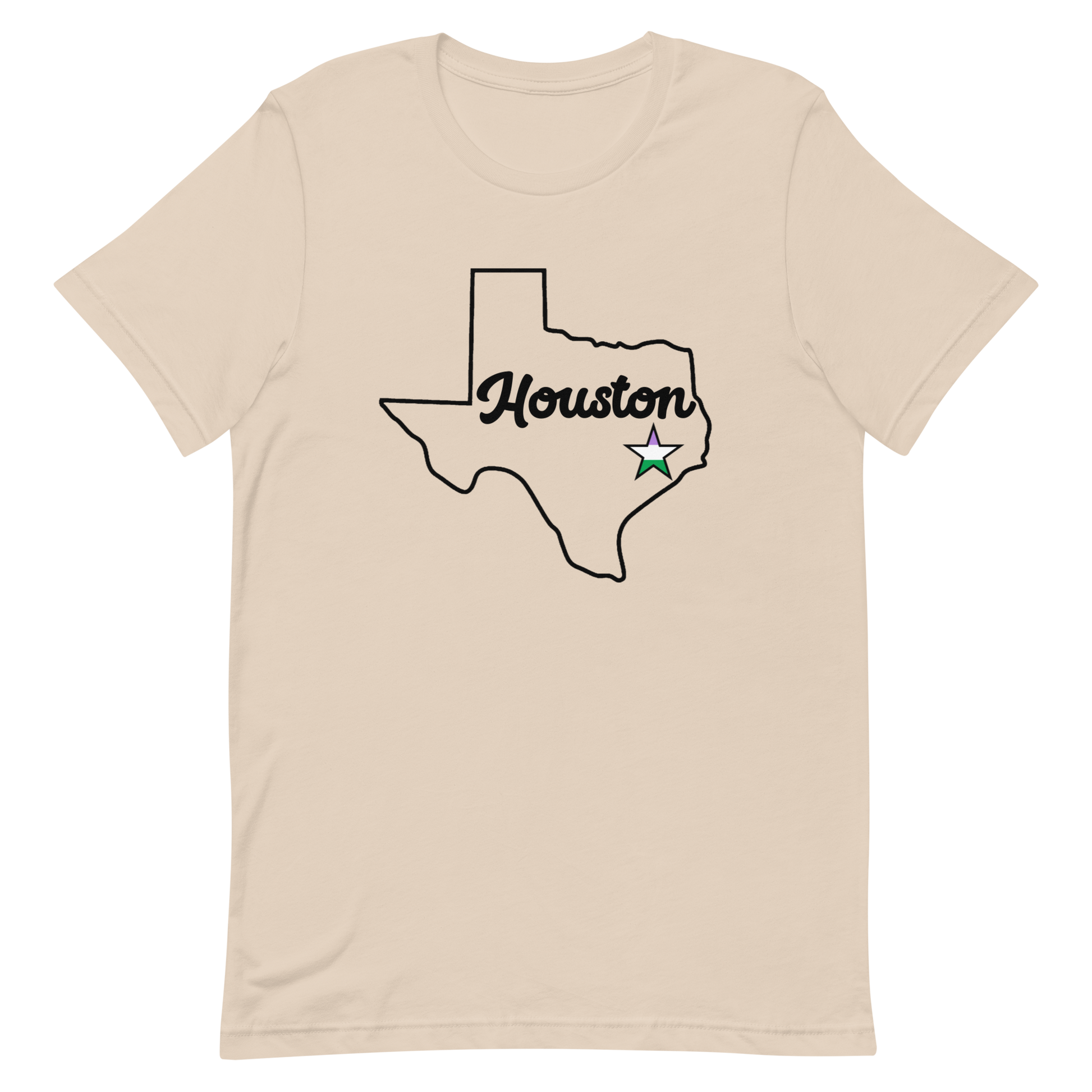 Houston Texas Genderqueer Star Tee Soft Cream Genderqueer unisex-staple-t-shirt-soft-cream-front-635b558e61b61