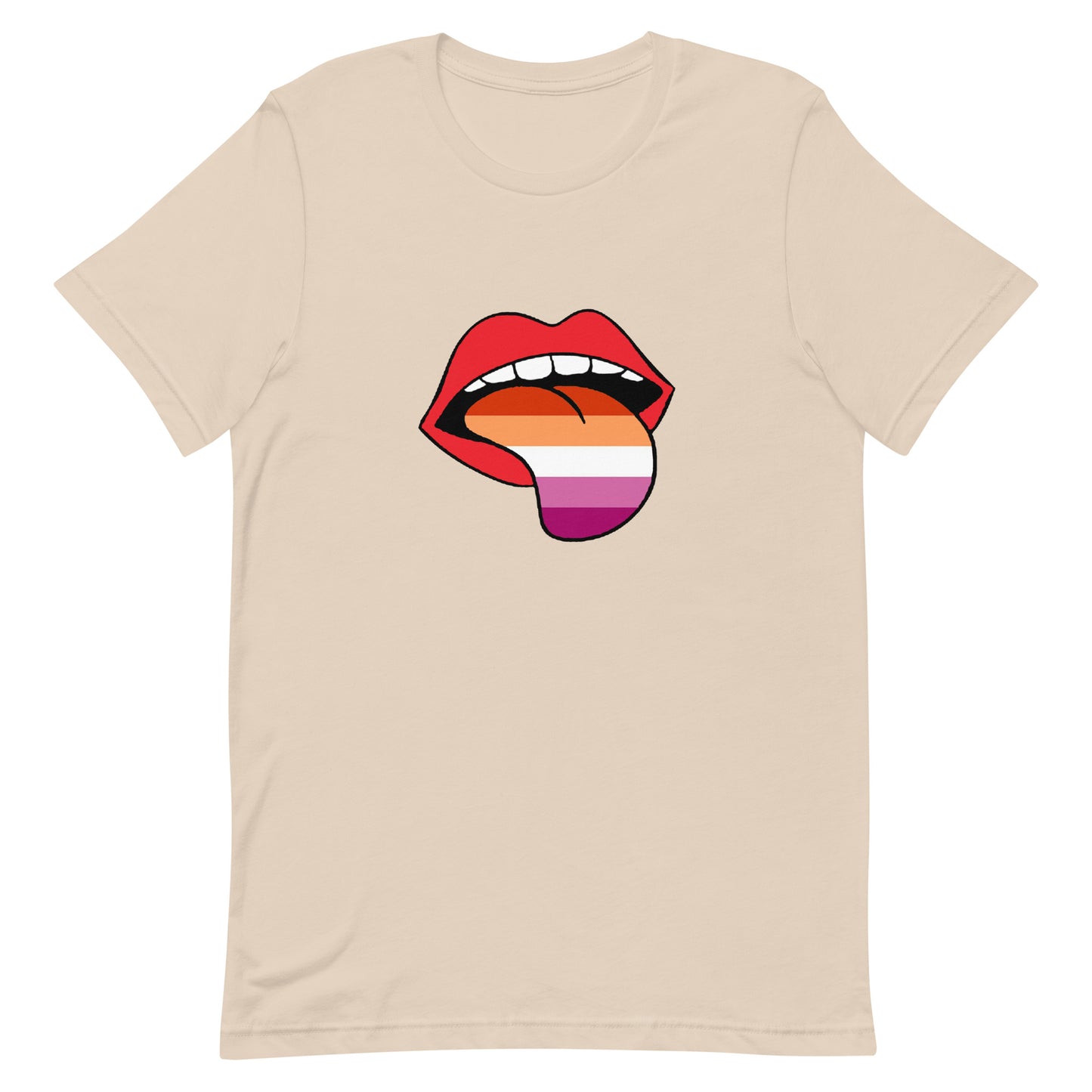 Lesbian Pride T-Shirt - Tongue Soft Cream Lesbian unisex-staple-t-shirt-soft-cream-front-63ba2093bba33