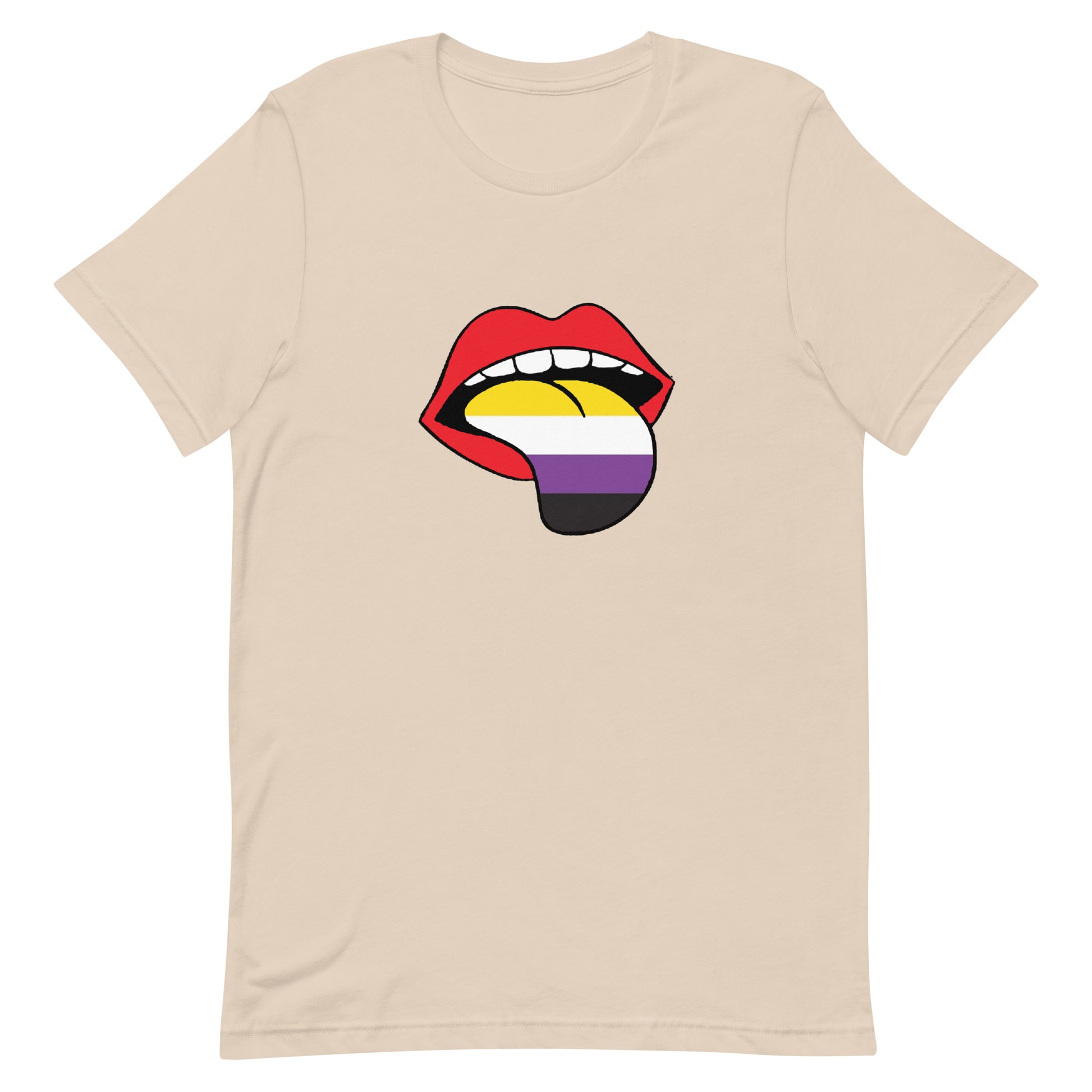 Nonbinary Enby Pride T-Shirt - Tongue Soft Cream Nonbinary unisex-staple-t-shirt-soft-cream-front-63ba2276903f3