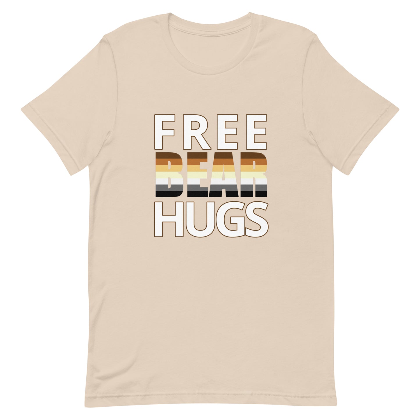 Gay Bear Pride Shirt - Free Bear Hugs Soft Cream unisex-staple-t-shirt-soft-cream-front-63eafa975af28