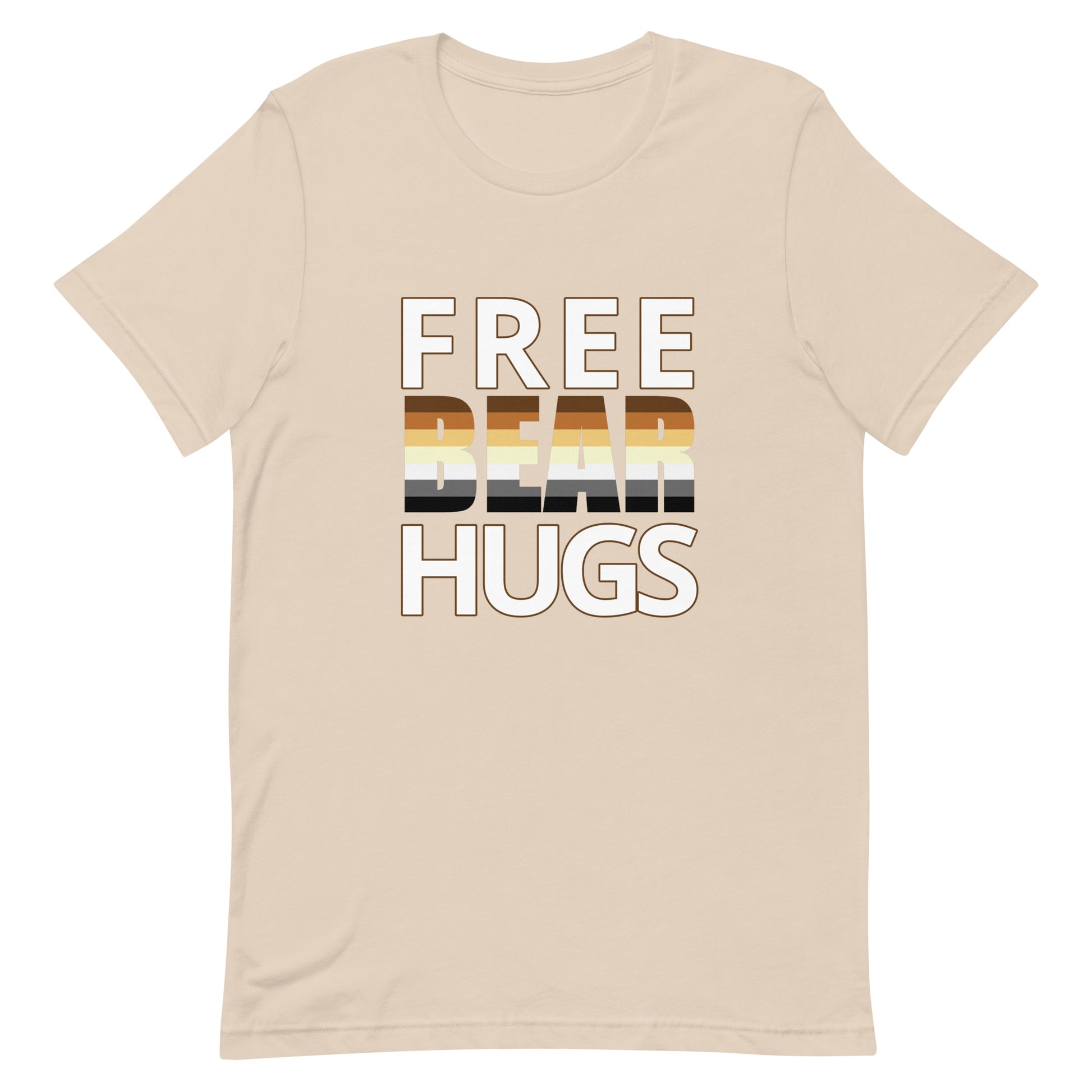 Gay Bear Pride Shirt - Free Bear Hugs Soft Cream unisex-staple-t-shirt-soft-cream-front-63eafa975af28