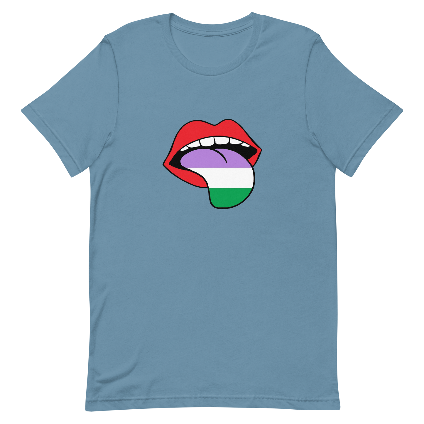 Genderqueer Pride Shirt - Tongue Steel Blue Genderqueer unisex-staple-t-shirt-steel-blue-front-635878bf6428b