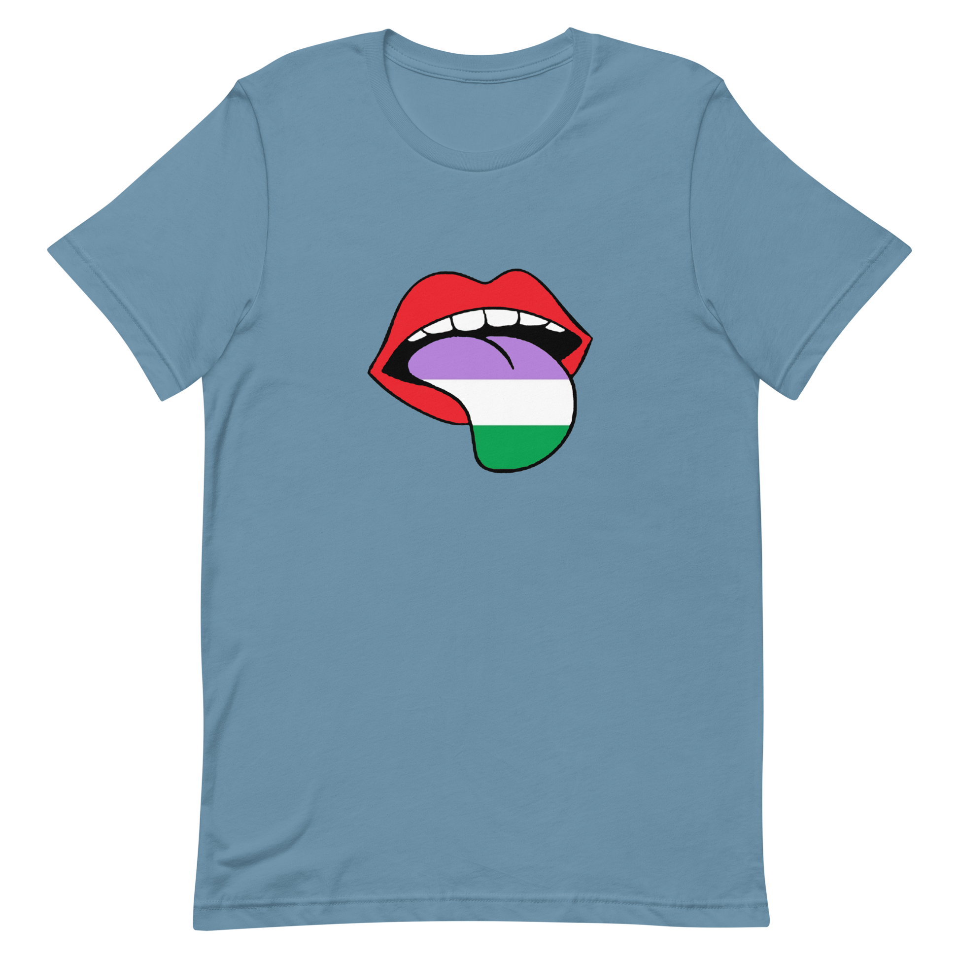 Genderqueer Pride Shirt - Tongue Steel Blue Genderqueer unisex-staple-t-shirt-steel-blue-front-635878bf6428b