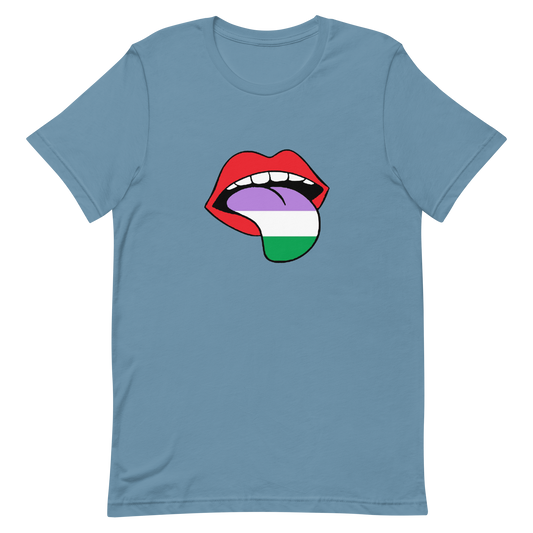 Genderqueer Pride Shirt - Tongue Steel Blue Genderqueer unisex-staple-t-shirt-steel-blue-front-635878bf6428b