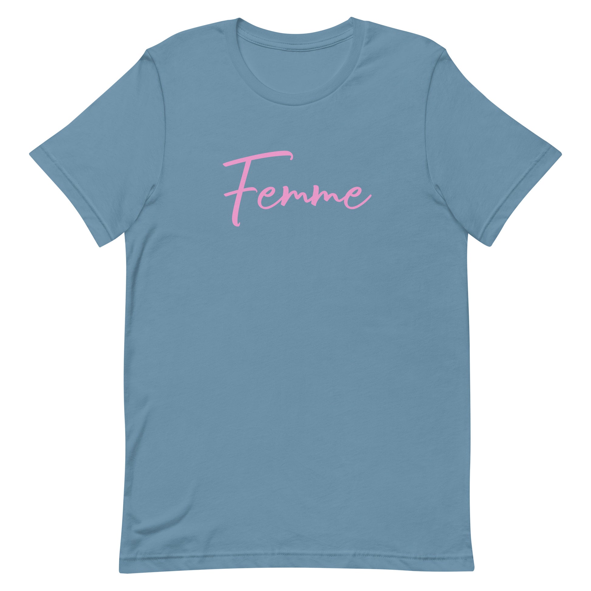 Lesbian Pride T-Shirt - Femme Steel Blue Lesbian unisex-staple-t-shirt-steel-blue-front-63b76de14cd81