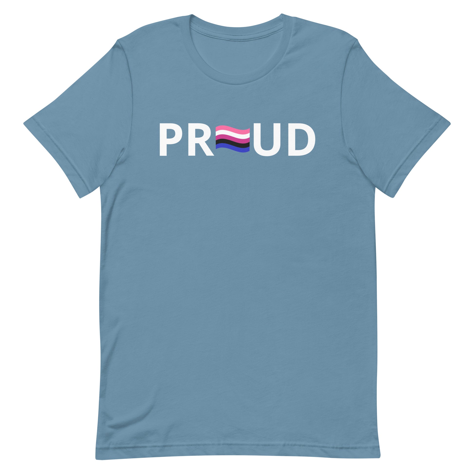 Genderfluid Pride T-Shirt - Proud Steel Blue Genderfluid unisex-staple-t-shirt-steel-blue-front-63b76ff79aed9