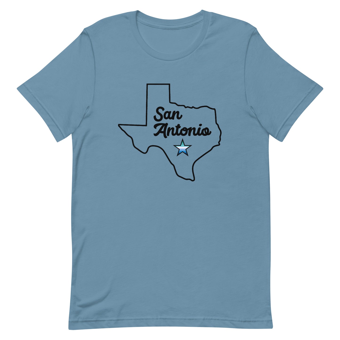 San Antonio Texas Gay Star T-shirt Steel Blue Gay unisex-staple-t-shirt-steel-blue-front-63b77c407597f