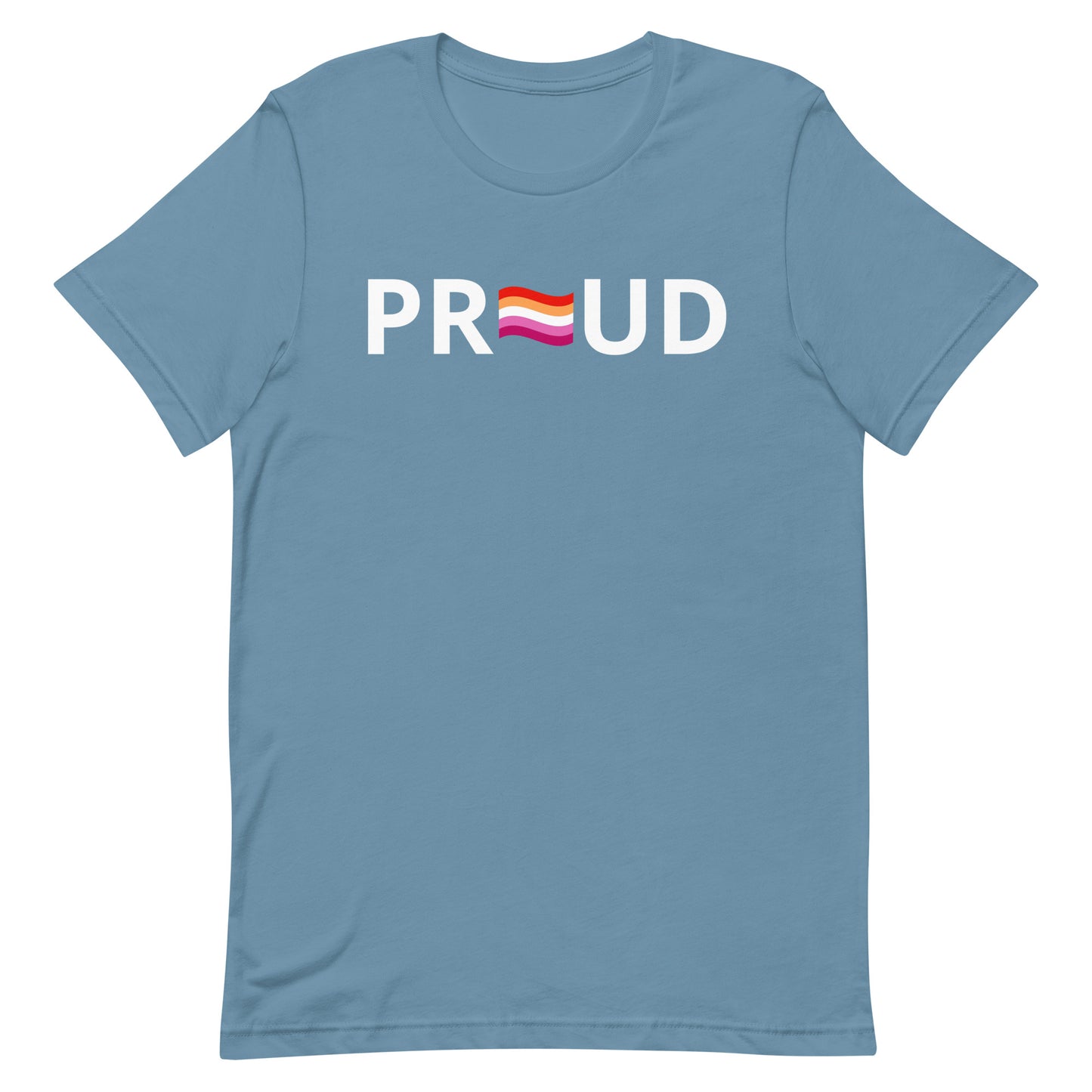 Lesbian Pride T-shirt - Proud Steel Blue Lesbian unisex-staple-t-shirt-steel-blue-front-63ba3646b9a5b