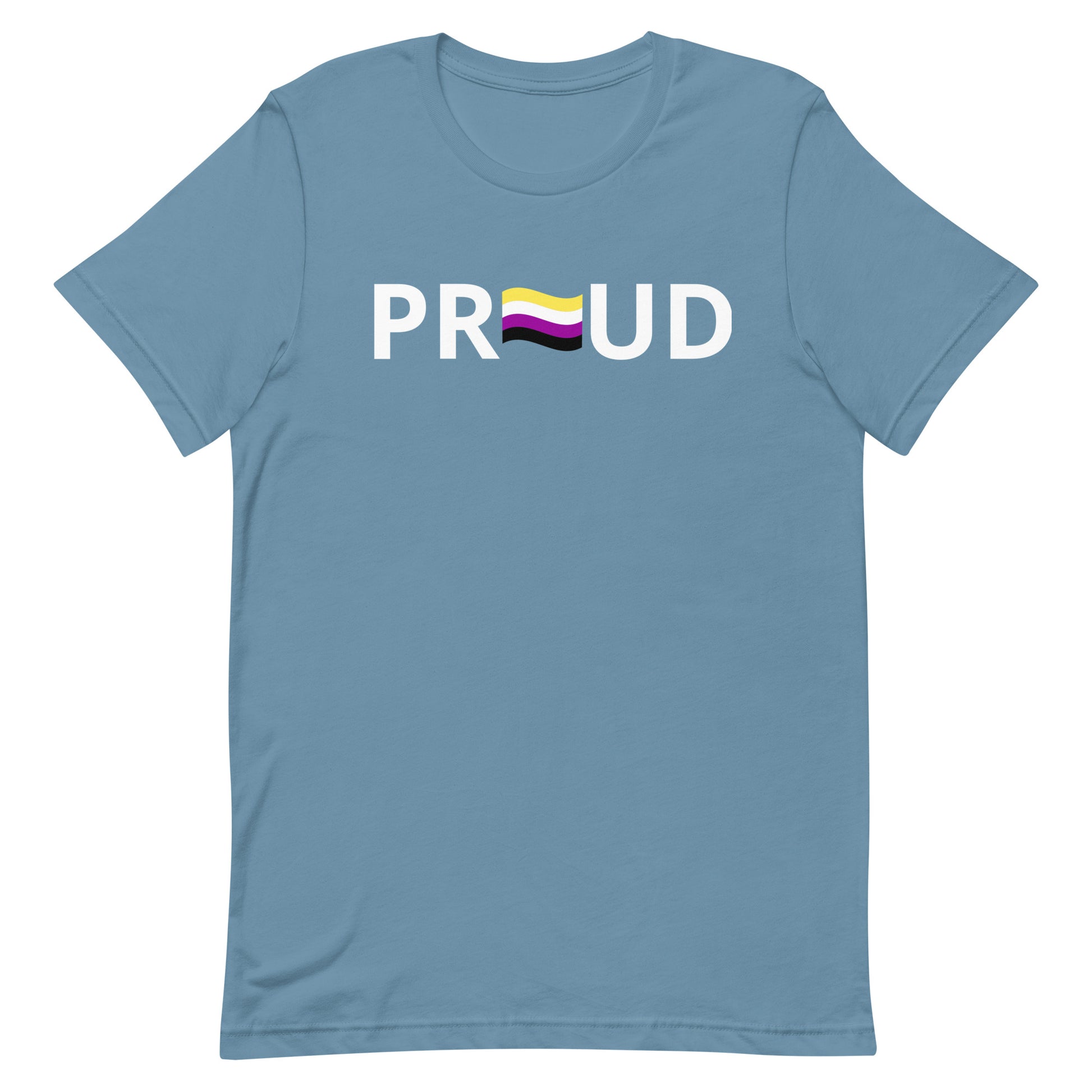 Nonbinary Enby Pride T-shirt - Proud Steel Blue Nonbinary unisex-staple-t-shirt-steel-blue-front-63ba3768273dd