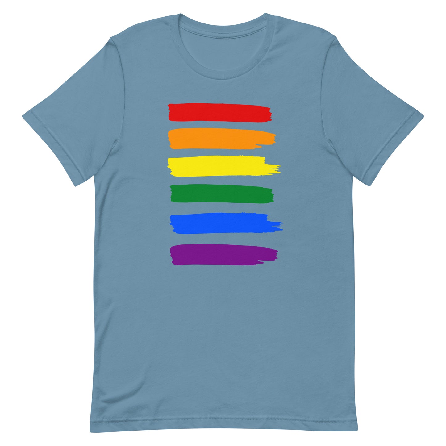 LGBTQ Pride T-Shirt - Paint Stripes Steel Blue Pride unisex-staple-t-shirt-steel-blue-front-63ec332b81d18