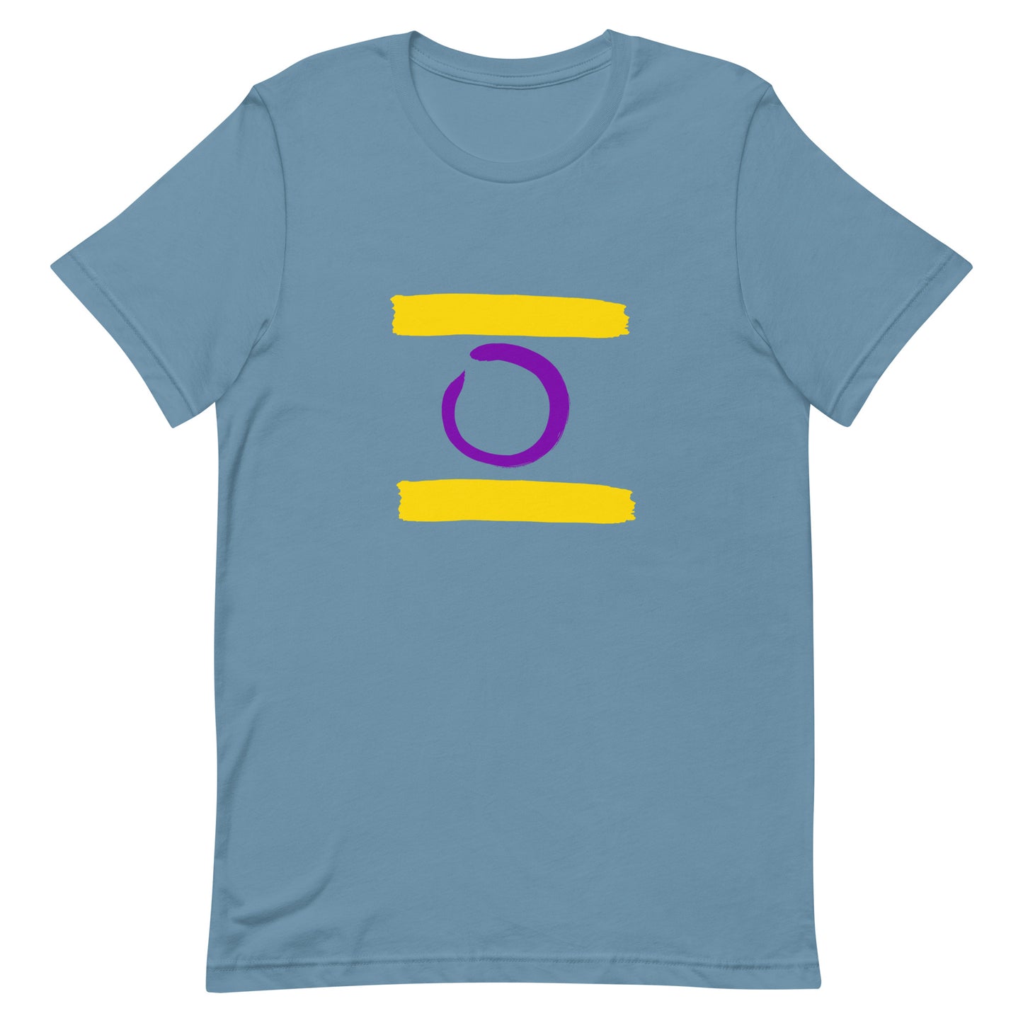 Intersex Pride Shirt - Paint Stripes Steel Blue Intersex unisex-staple-t-shirt-steel-blue-front-63ec37cd54b7e