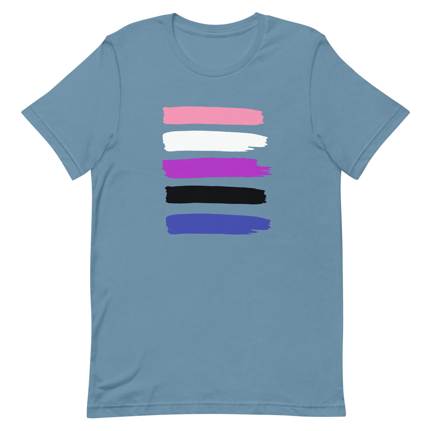 Genderfluid Pride Shirt - Paint Stripe Steel Blue Genderfluid unisex-staple-t-shirt-steel-blue-front-63ec3b52e21cd