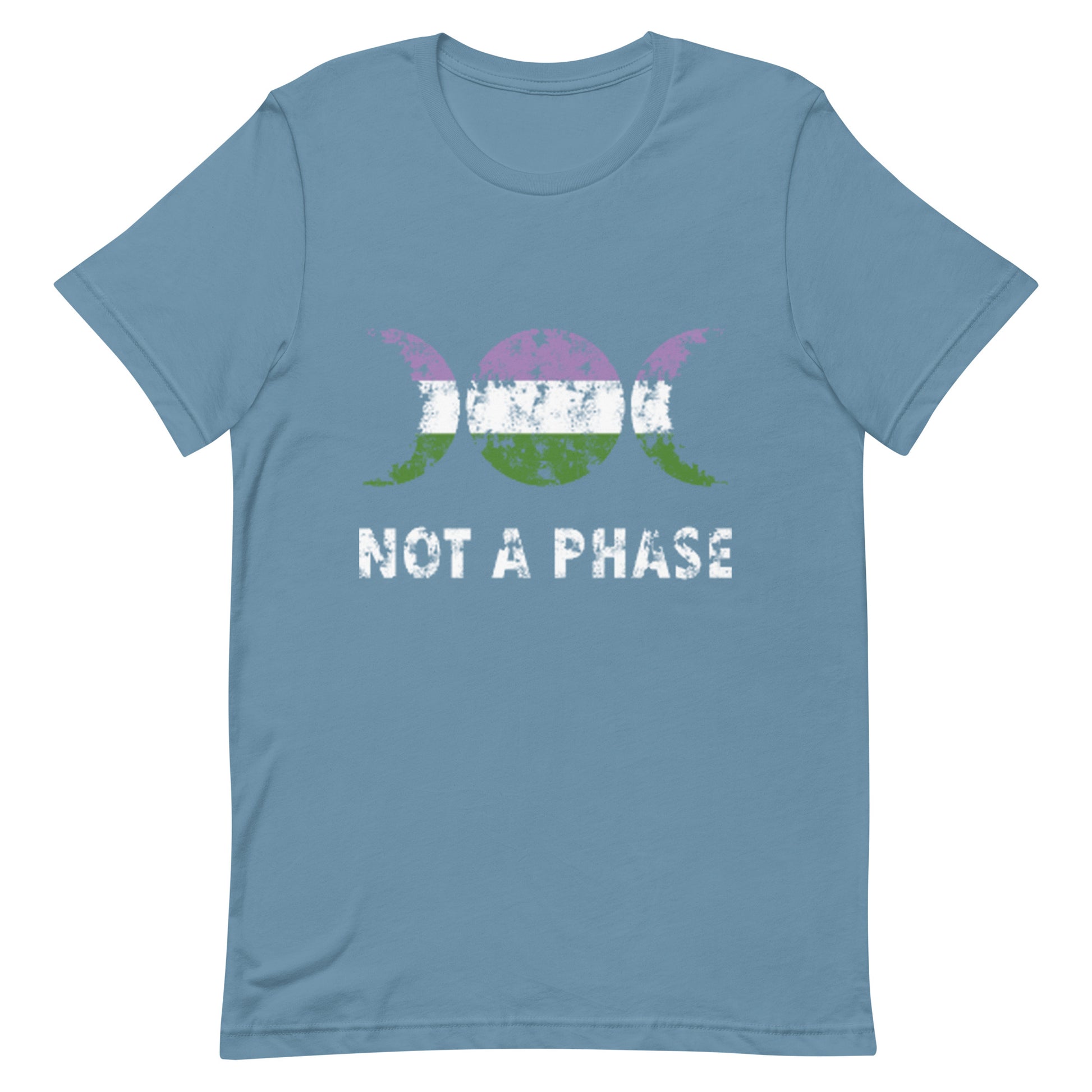 Genderqueer Pride Shirt - Not A Phase Steel Blue unisex-staple-t-shirt-steel-blue-front-63fa7d5b13ed0