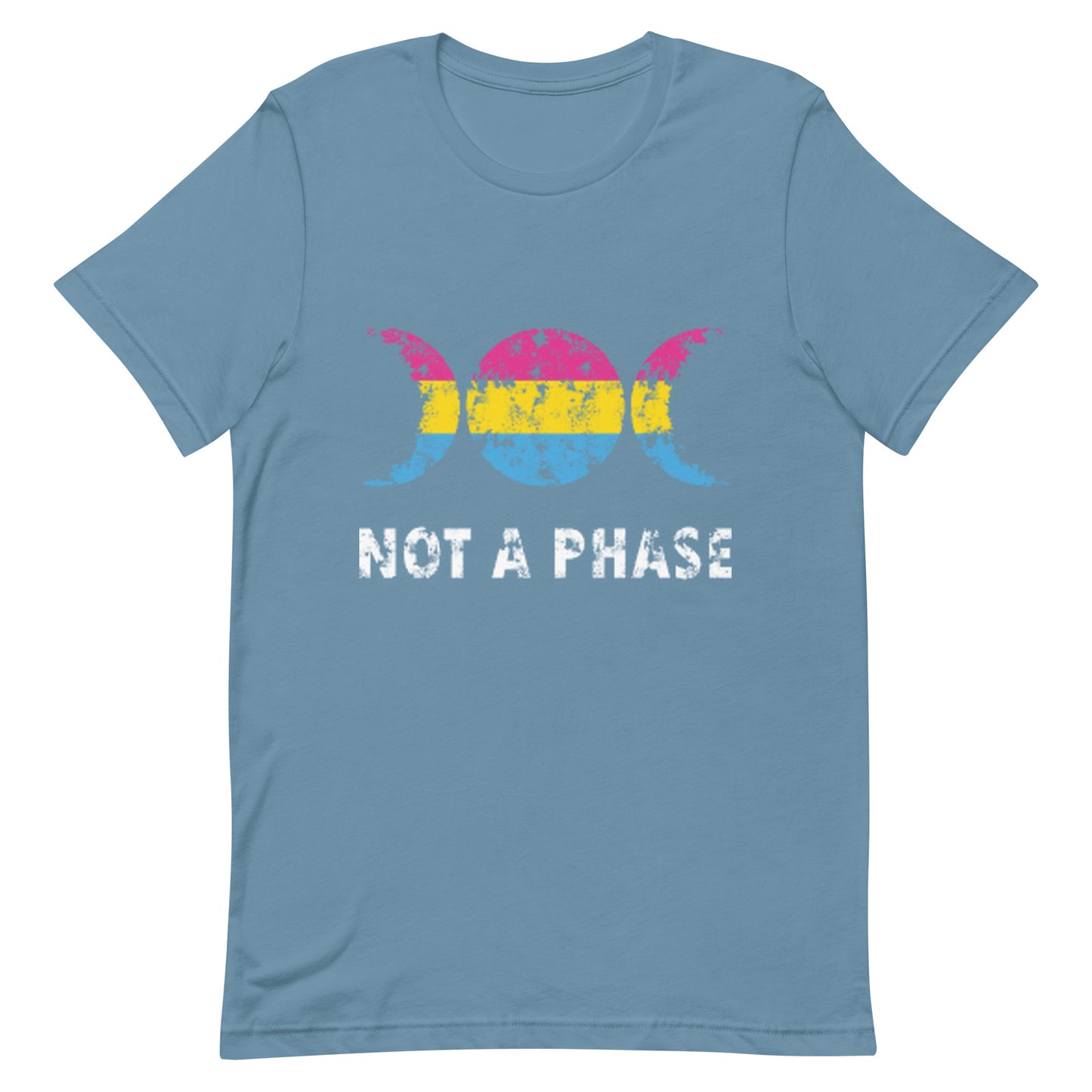 Pansexual Pan Pride T-Shirt - Not A Phase Steel Blue Pansexual unisex-staple-t-shirt-steel-blue-front-63fa81e6545f4