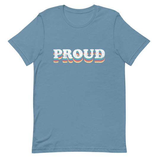 LGBTQ Pride T-Shirt - Proud Steel Blue Pride unisex-staple-t-shirt-steel-blue-front-63fab3f5503e9