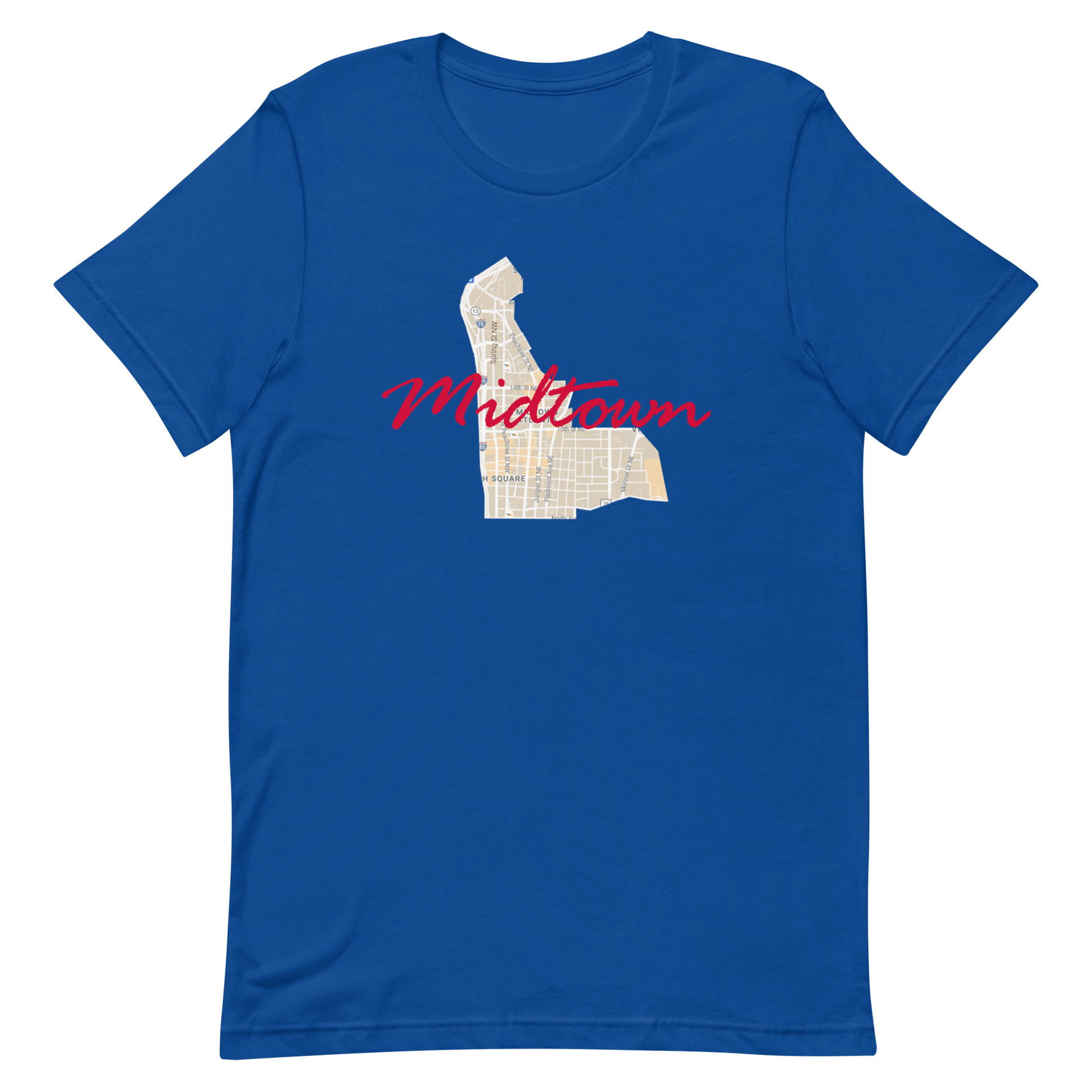 Atlanta Georgia Midtown Street Map Tee True Royal unisex-staple-t-shirt-true-royal-front-63618245d5581