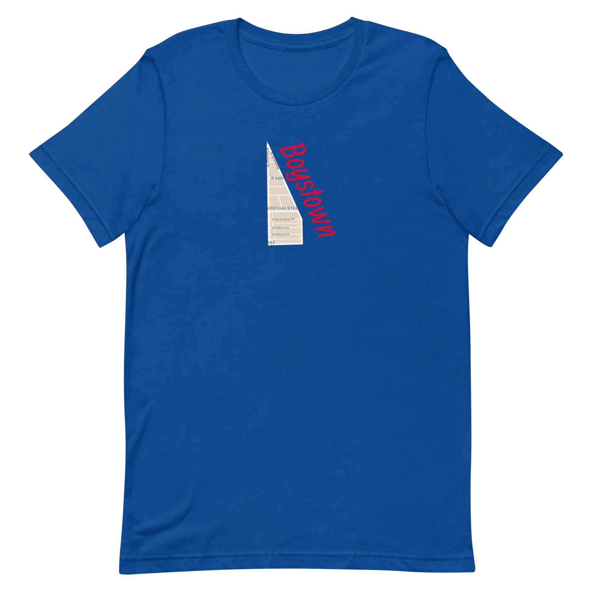 Chicago Boystown Street Map Tee True Royal unisex-staple-t-shirt-true-royal-front-63b4e2b217ff3