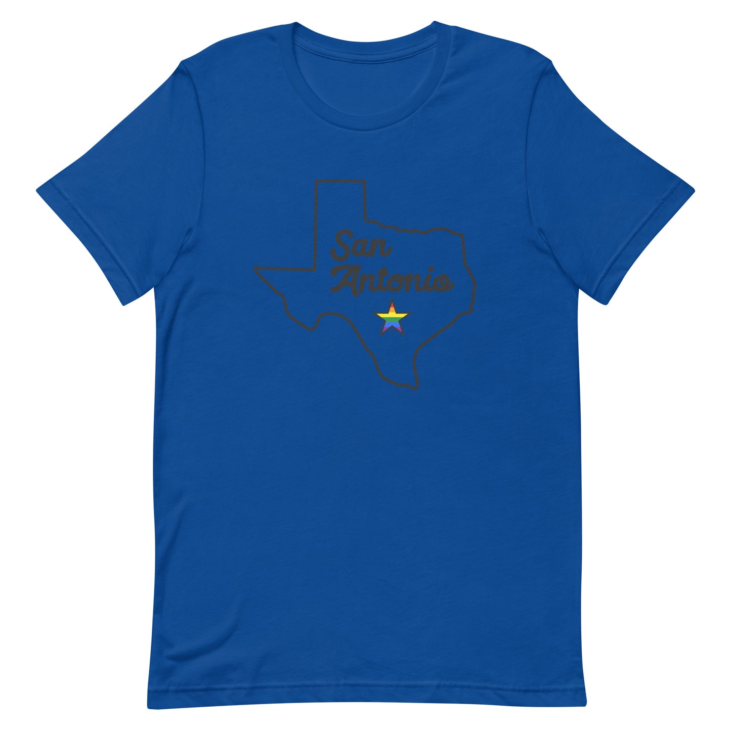 San Antonio Texas Pride Star Tshirt True Royal Pride unisex-staple-t-shirt-true-royal-front-63b623129ff5e