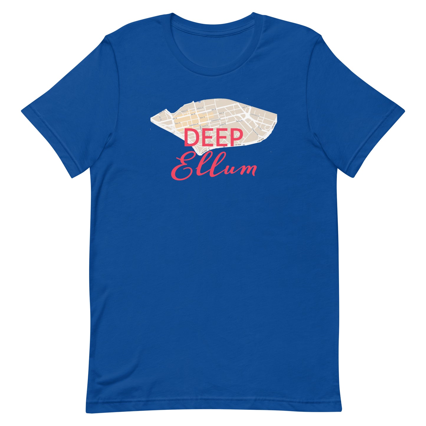 Deep Ellum Street Map Tee True Royal Texas unisex-staple-t-shirt-true-royal-front-63b635f6515f2