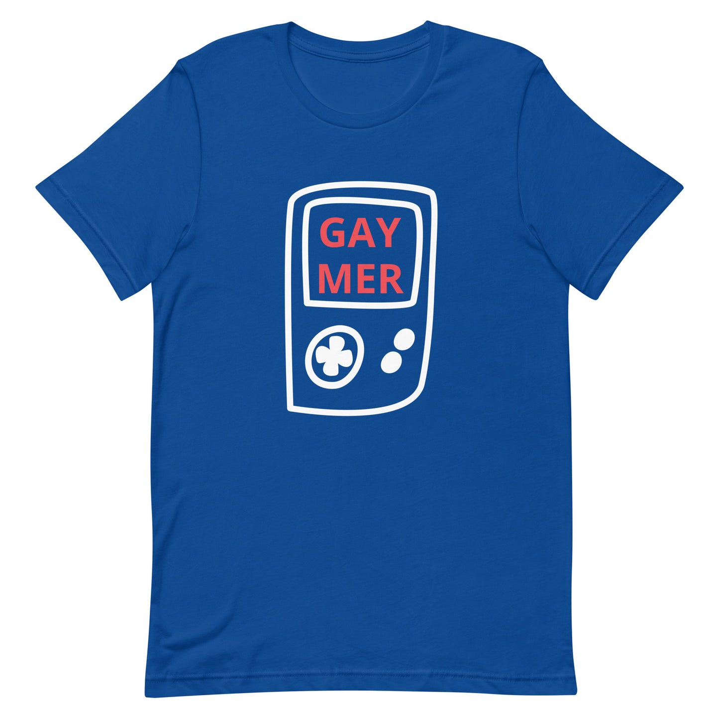 Gaymer Handheld Tee True Royal Gay unisex-staple-t-shirt-true-royal-front-63b76fa7cbfe0