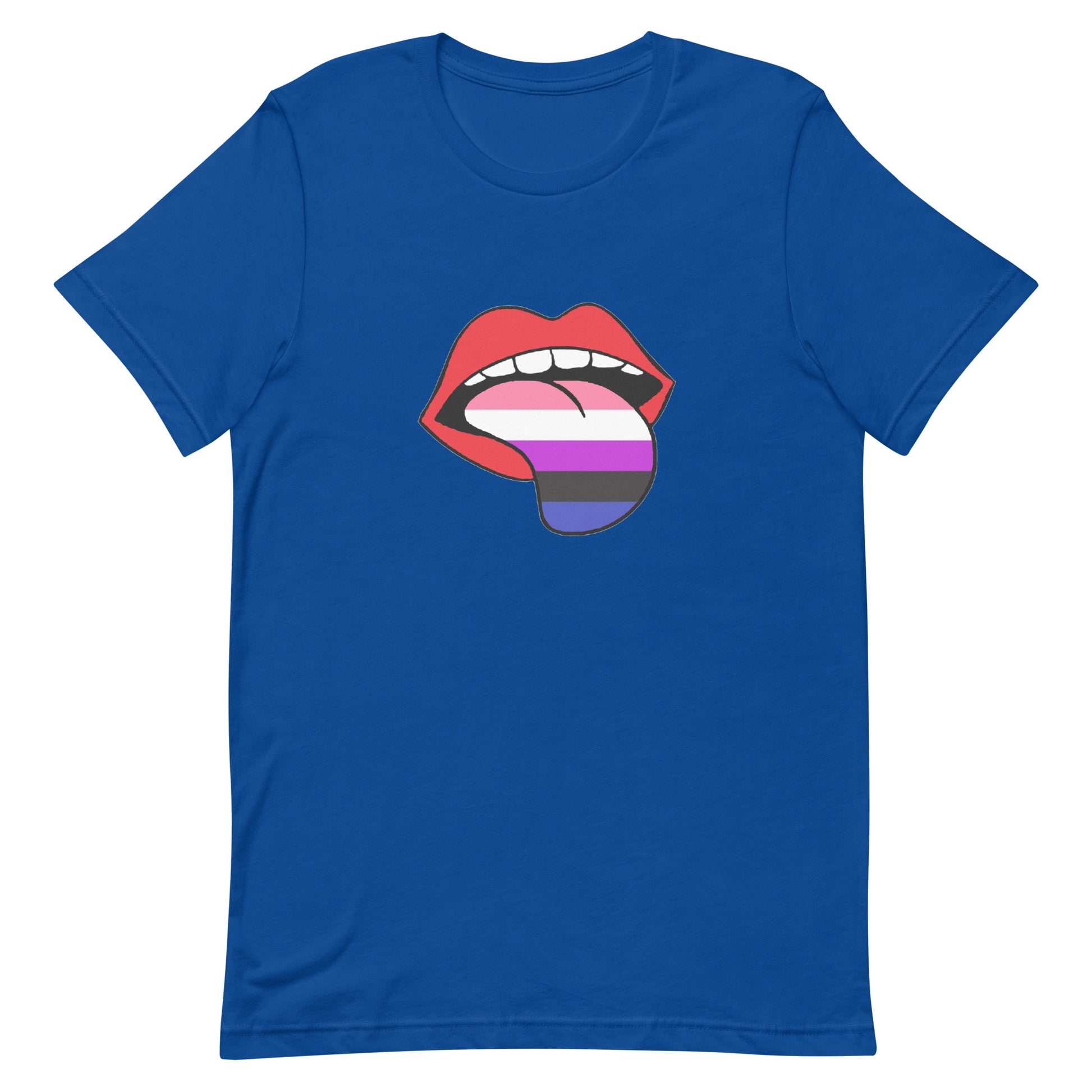 Genderfluid Pride Shirt - Tongue True Royal Genderfluid unisex-staple-t-shirt-true-royal-front-63b77f7fc30af