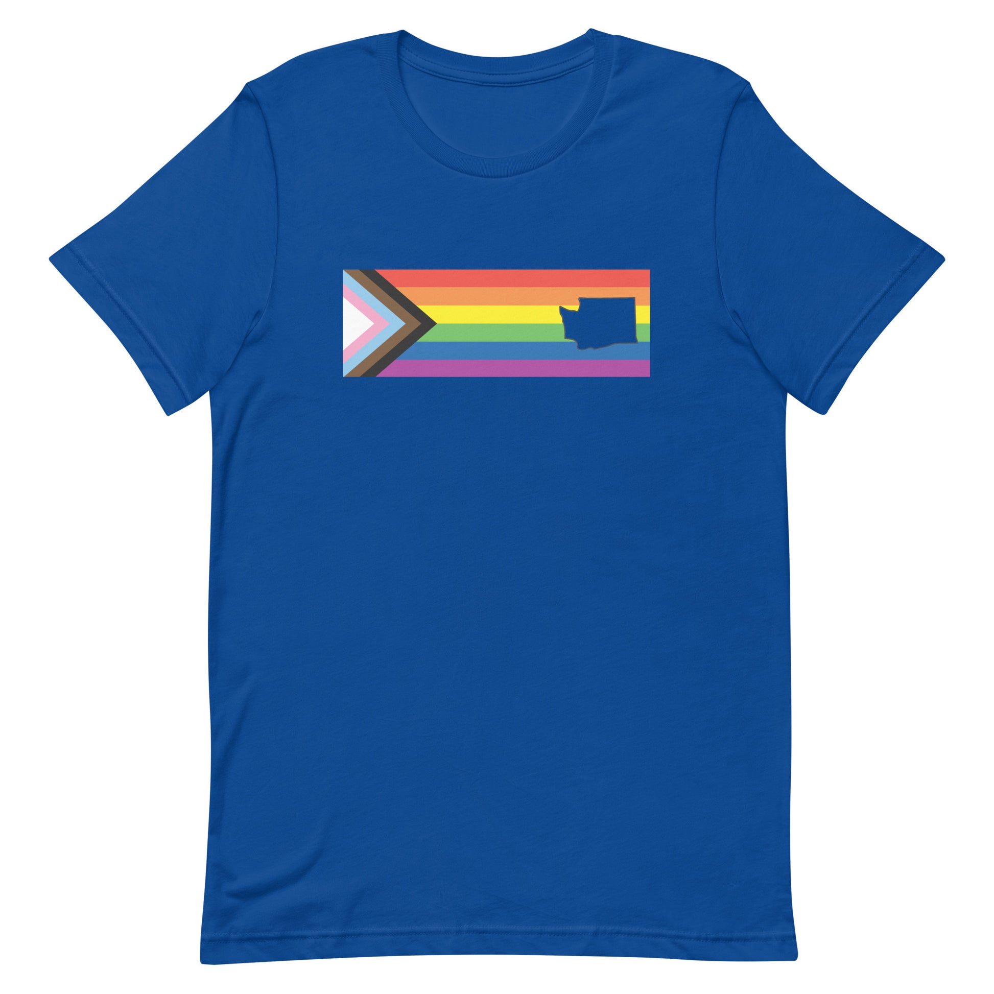 LGBTQ Progress Pride Flag Washington T-shirt - Daniel Quasar True Royal Pride unisex-staple-t-shirt-true-royal-front-63b9ddd205fff