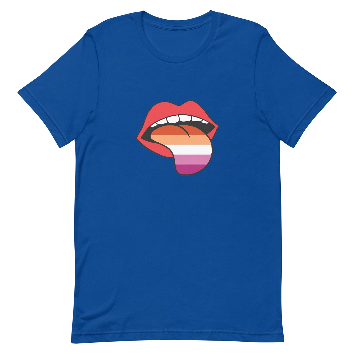 Lesbian Pride T-Shirt - Tongue True Royal Lesbian unisex-staple-t-shirt-true-royal-front-63ba2093acd6c