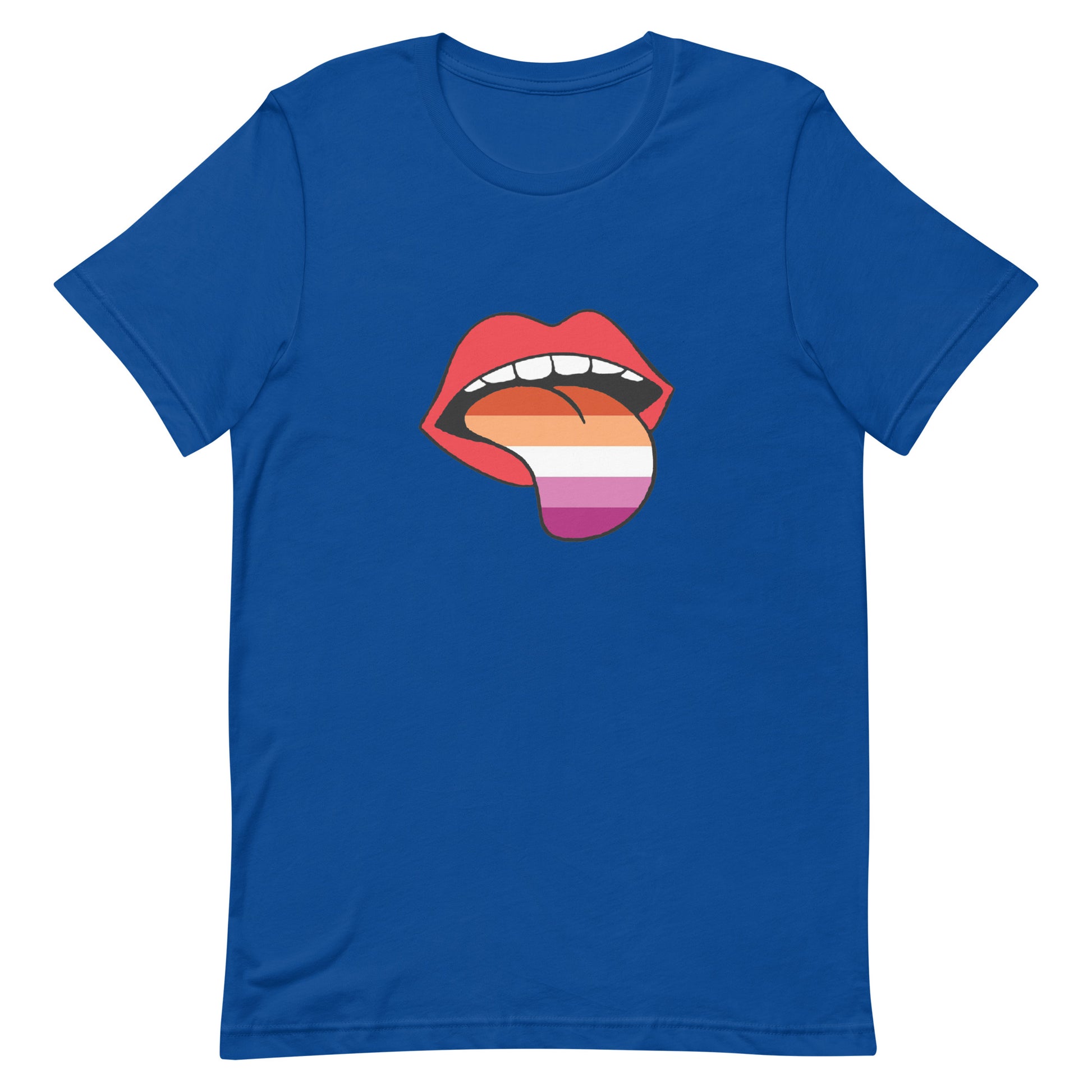 Lesbian Pride T-Shirt - Tongue True Royal Lesbian unisex-staple-t-shirt-true-royal-front-63ba2093acd6c