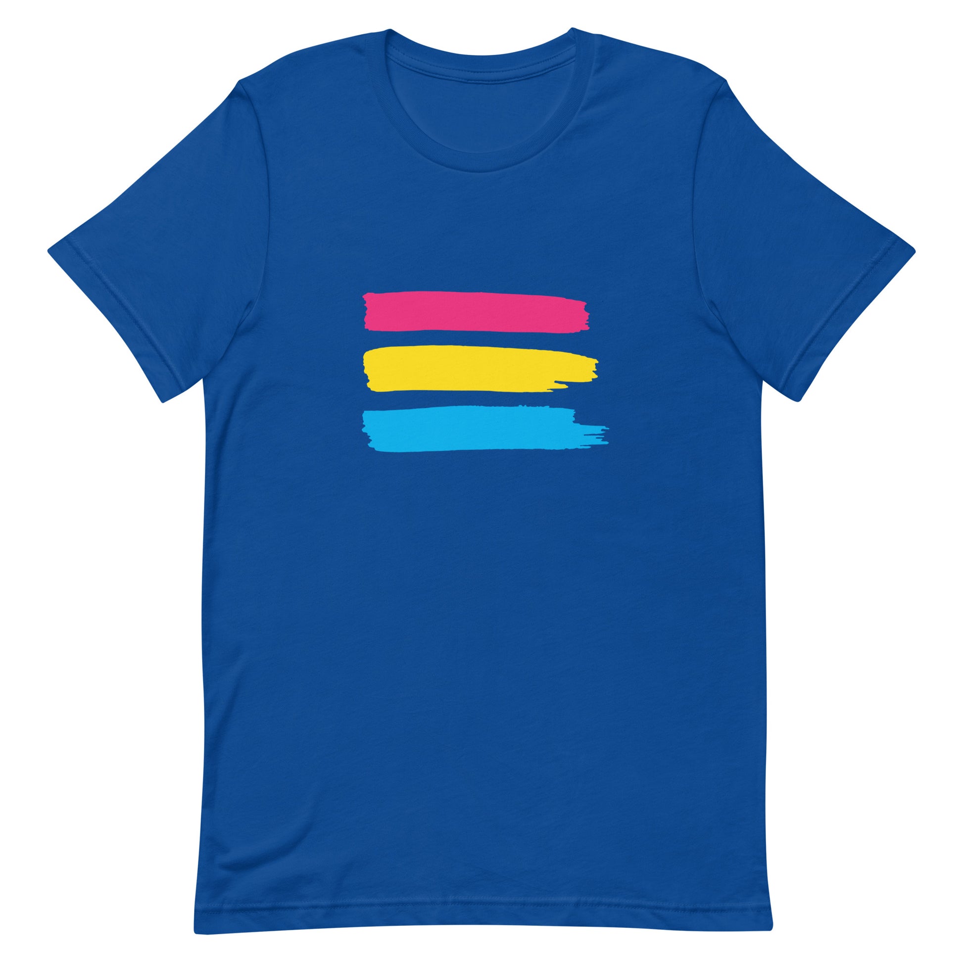 Pansexual Pan Pride T-Shirt - Paint Stripes True Royal Pansexual unisex-staple-t-shirt-true-royal-front-63ec35132c7b3