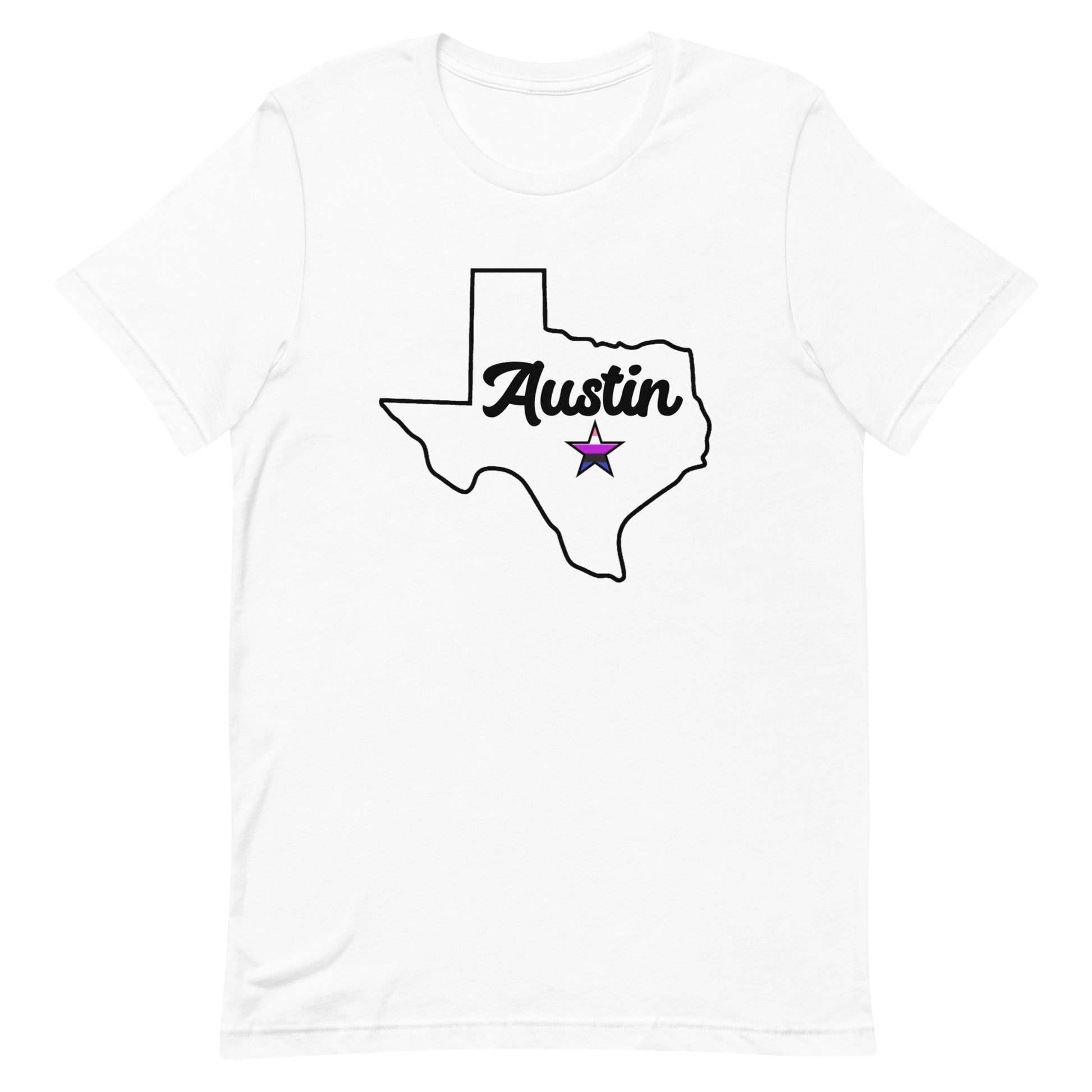 Austin Texas Genderfluid Star Tee White Genderfluid unisex-staple-t-shirt-white-front-63b38be04c0c6_7c20736c-cf0c-44ba-a492-1915739d6532