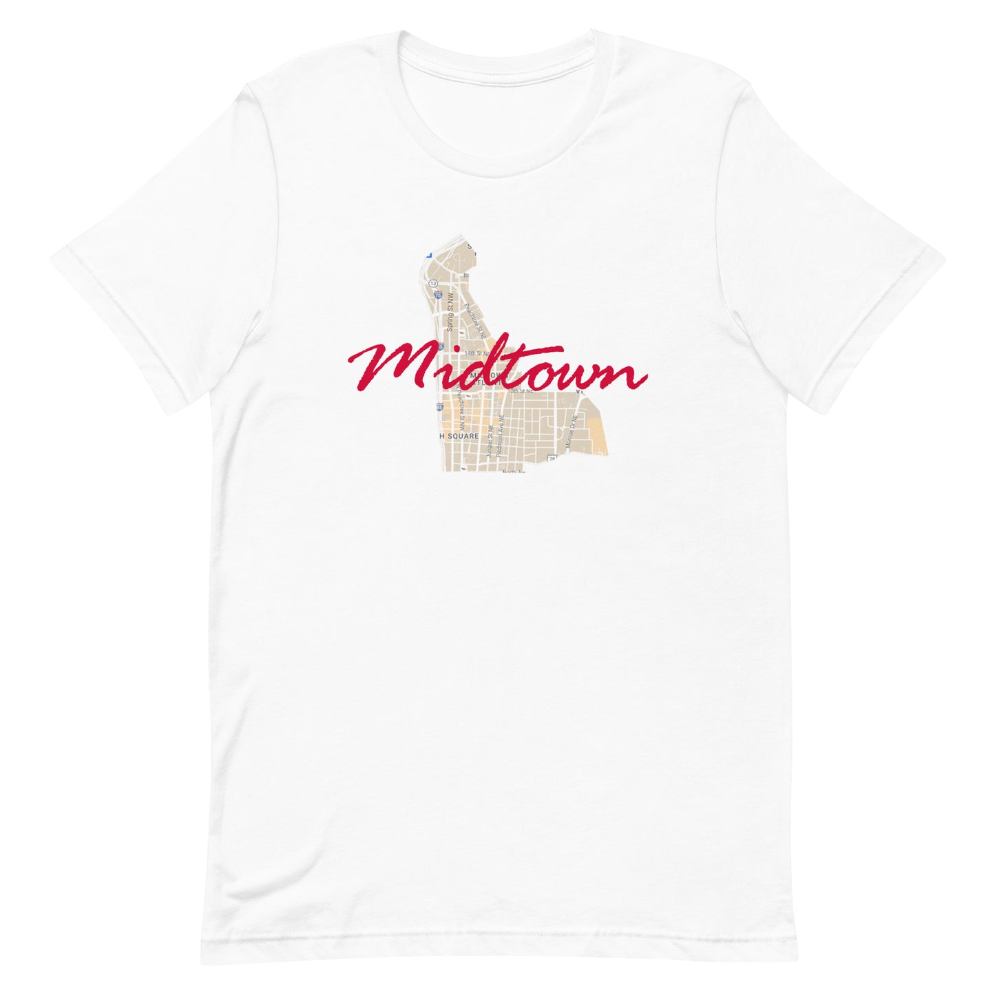 Atlanta Georgia Midtown Street Map Tee White unisex-staple-t-shirt-white-front-63b398f0b1a1f