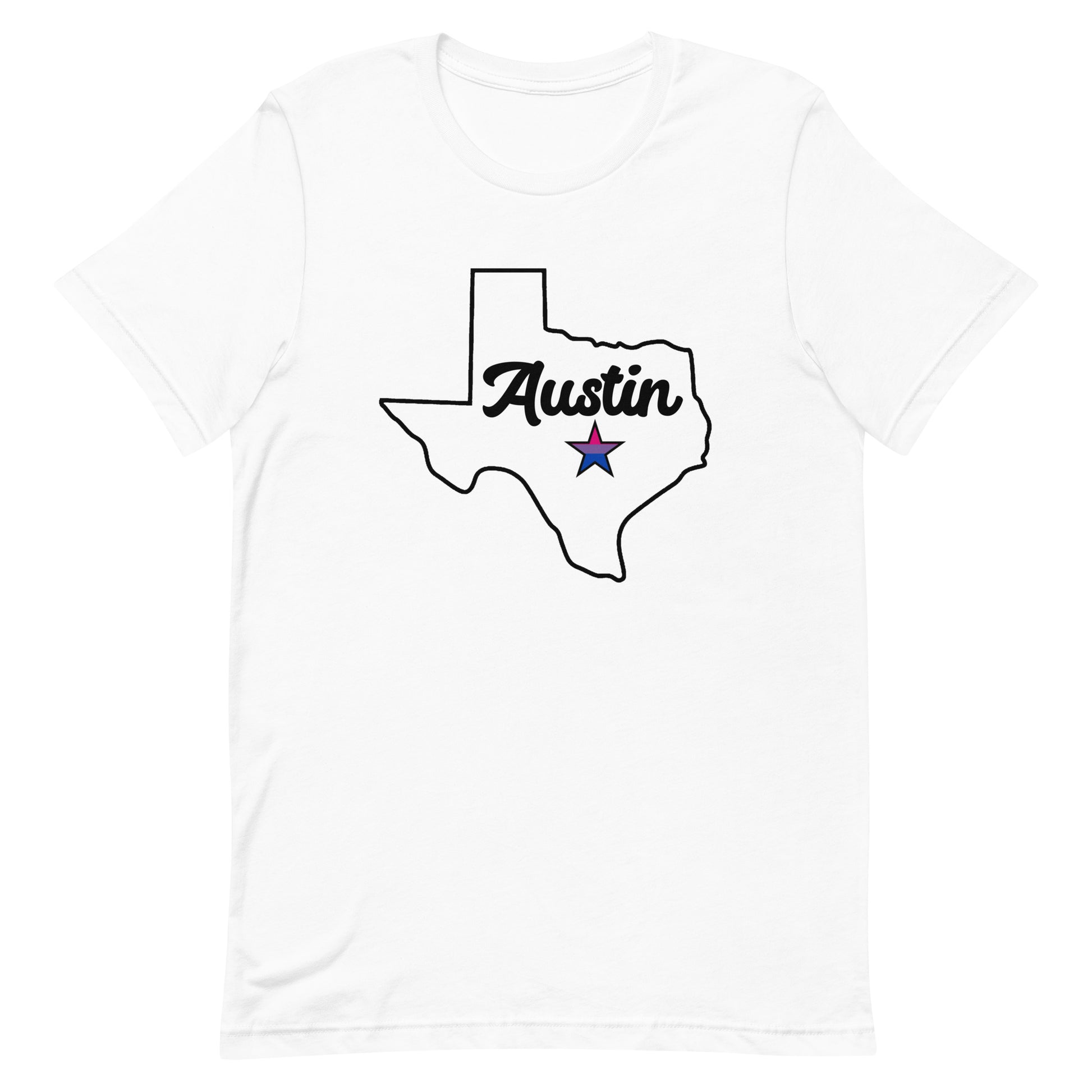 Austin Texas Bisexual Star Tee White Bisexual unisex-staple-t-shirt-white-front-63b4cc27d7ea2