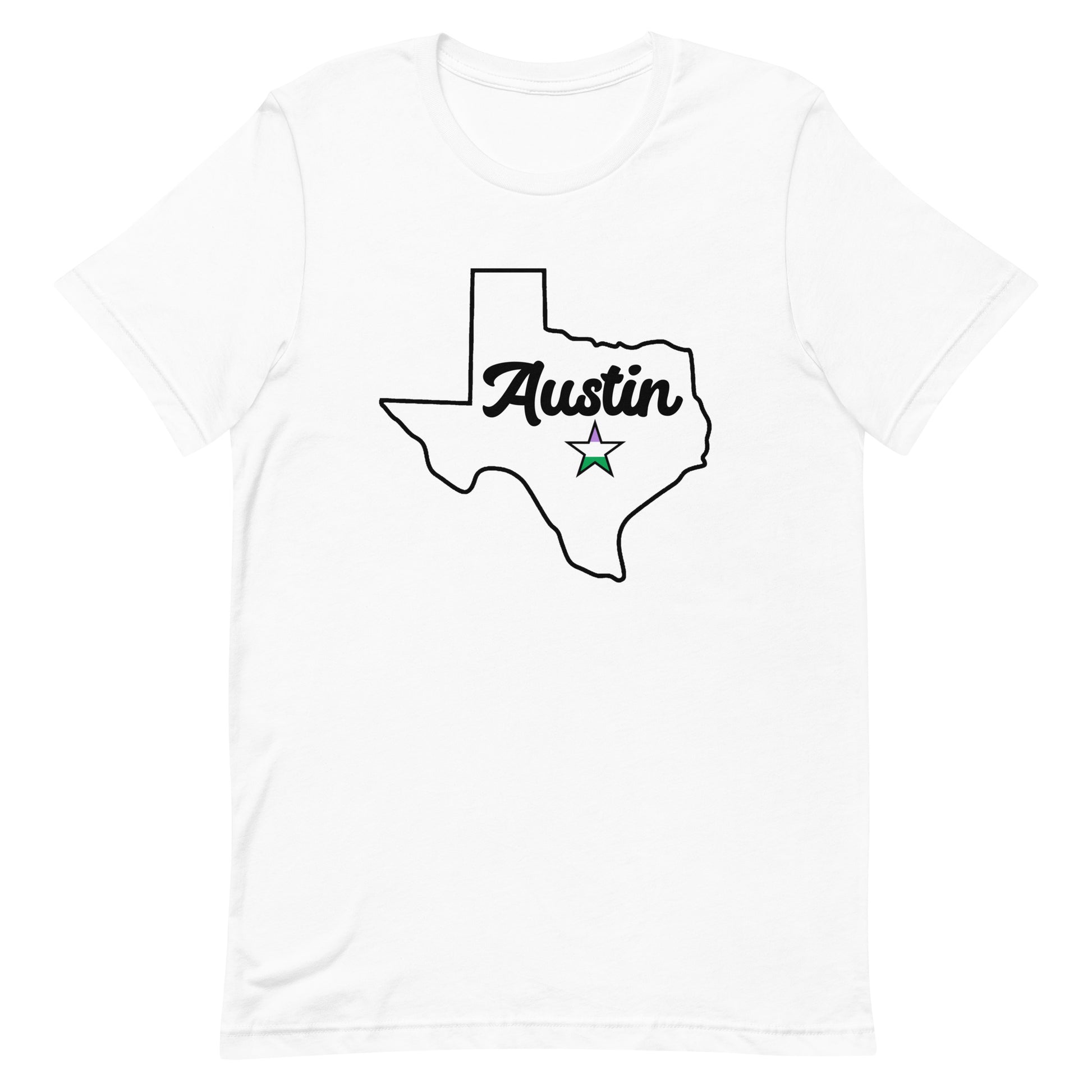 Austin Texas Genderqueer Star Tee White Genderqueer unisex-staple-t-shirt-white-front-63b4ccaced8dc