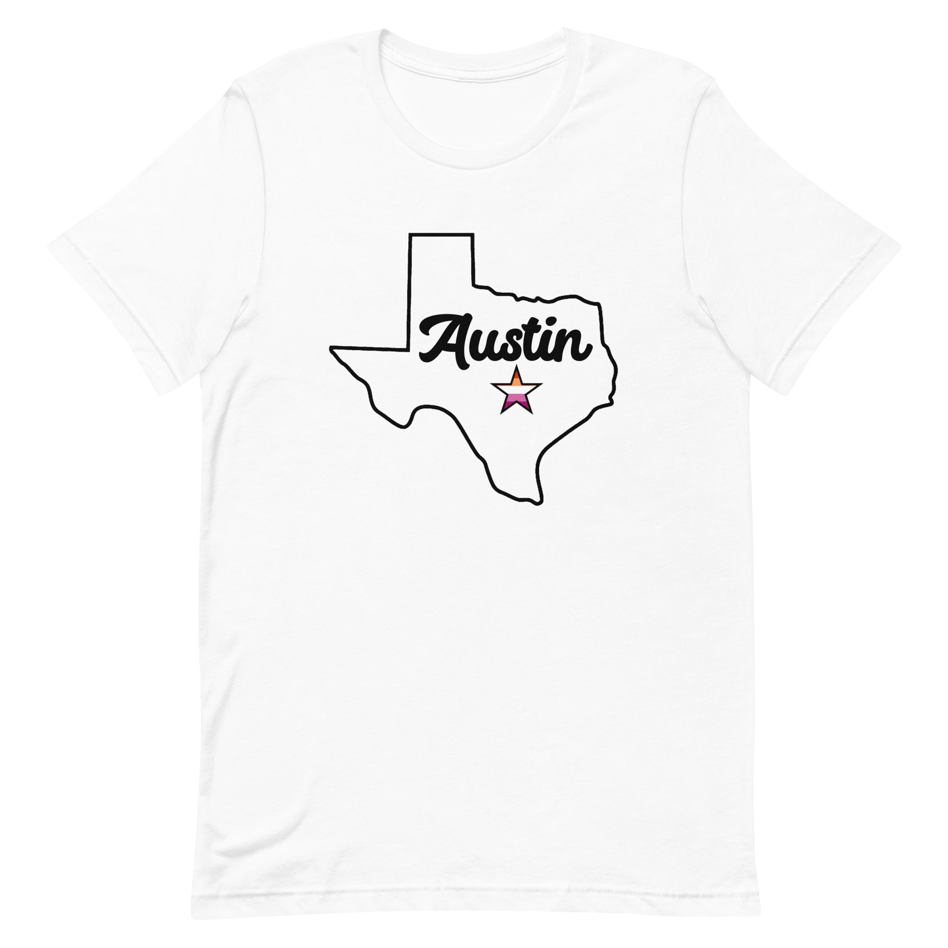 Austin Texas Lesbian Star Tee White Lesbian unisex-staple-t-shirt-white-front-63b4ccd39db14