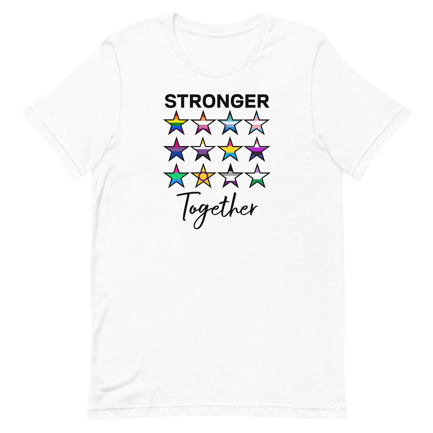 LGBTQ Pride T-Shirt - Stronger Together White Pride unisex-staple-t-shirt-white-front-63b4e0fdbdae9