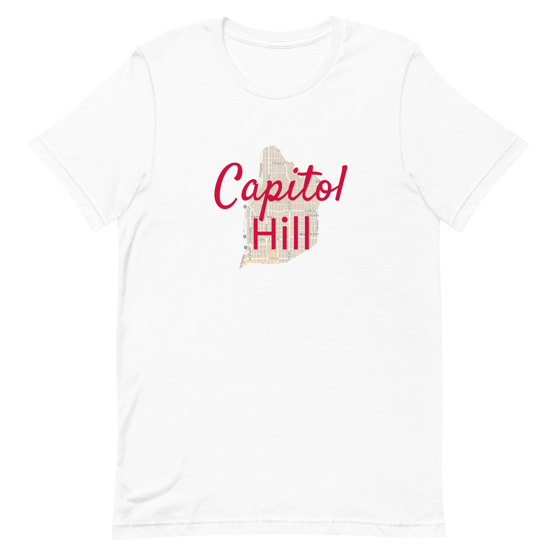 Seattle Washington Capitol Hill Street Map T-shirt White unisex-staple-t-shirt-white-front-63b4e8fb97a74