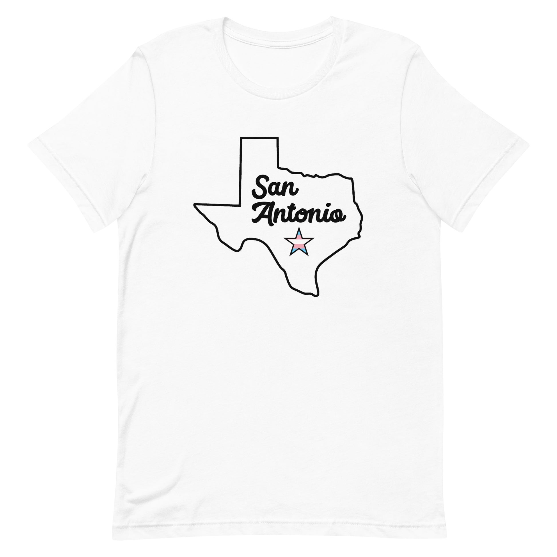 San Antonio Texas Transgender Star Tshirt White Transgender unisex-staple-t-shirt-white-front-63b61c229ee48