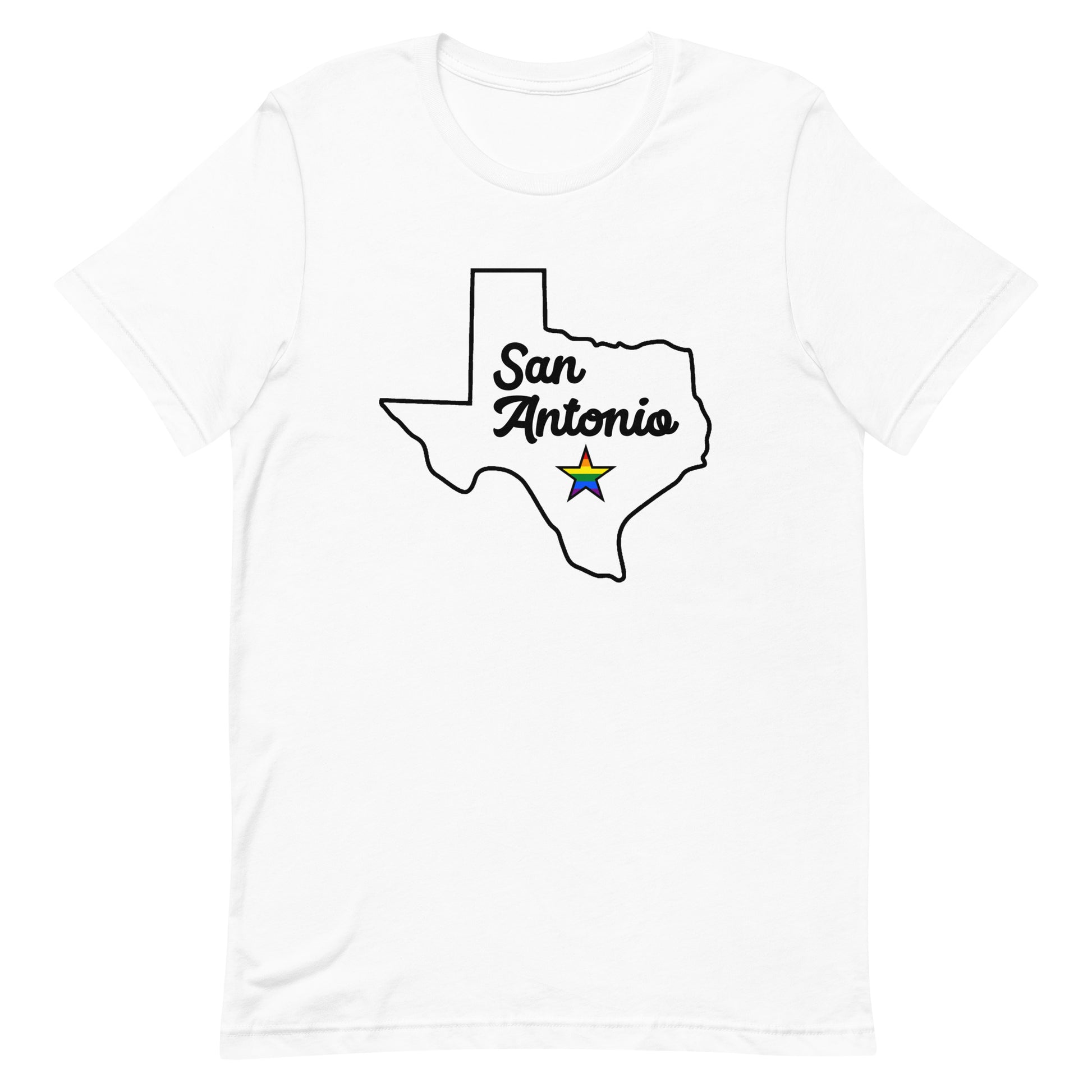 San Antonio Texas Pride Star Tshirt White Pride unisex-staple-t-shirt-white-front-63b62312be6c5