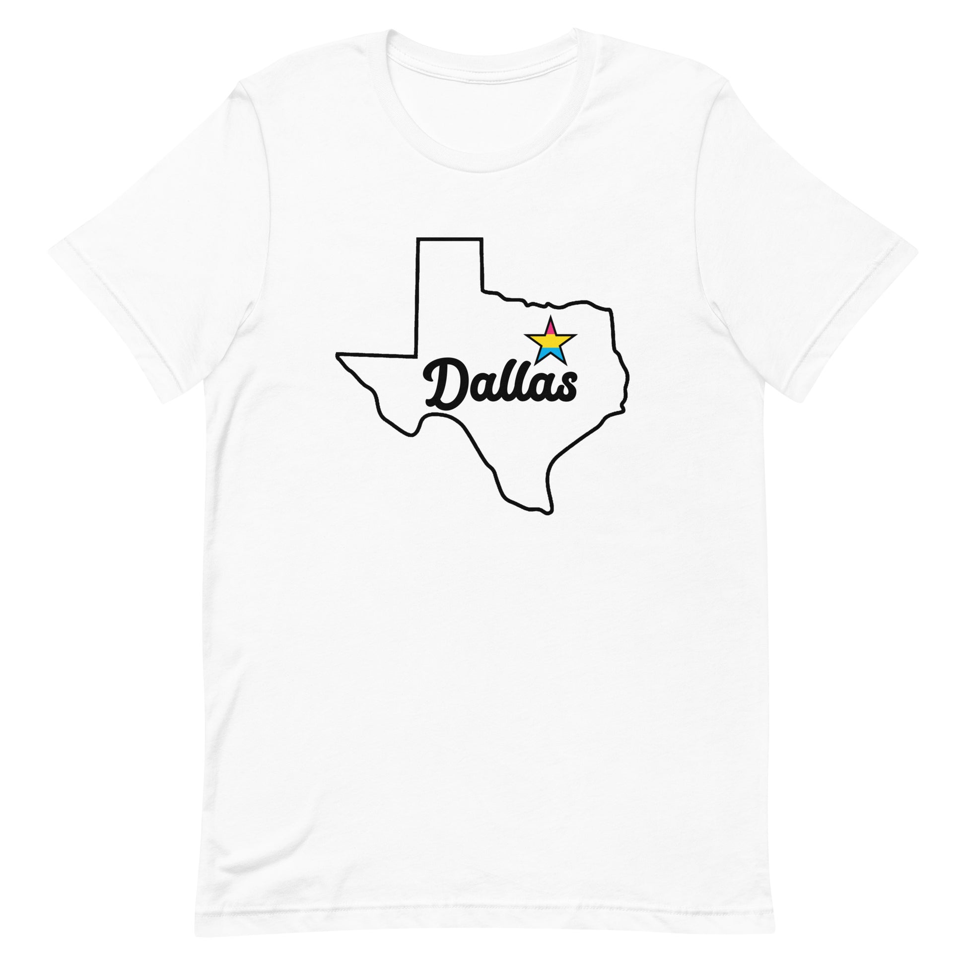 Dallas Texas Pansexual Star Tee White Pansexual unisex-staple-t-shirt-white-front-63b629b864710